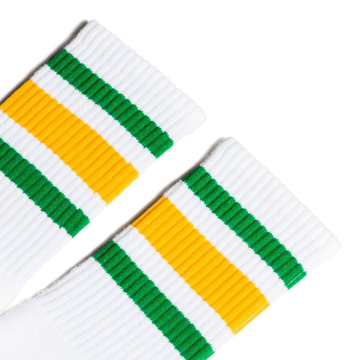 Socco Green and Gold Striped Socks - White