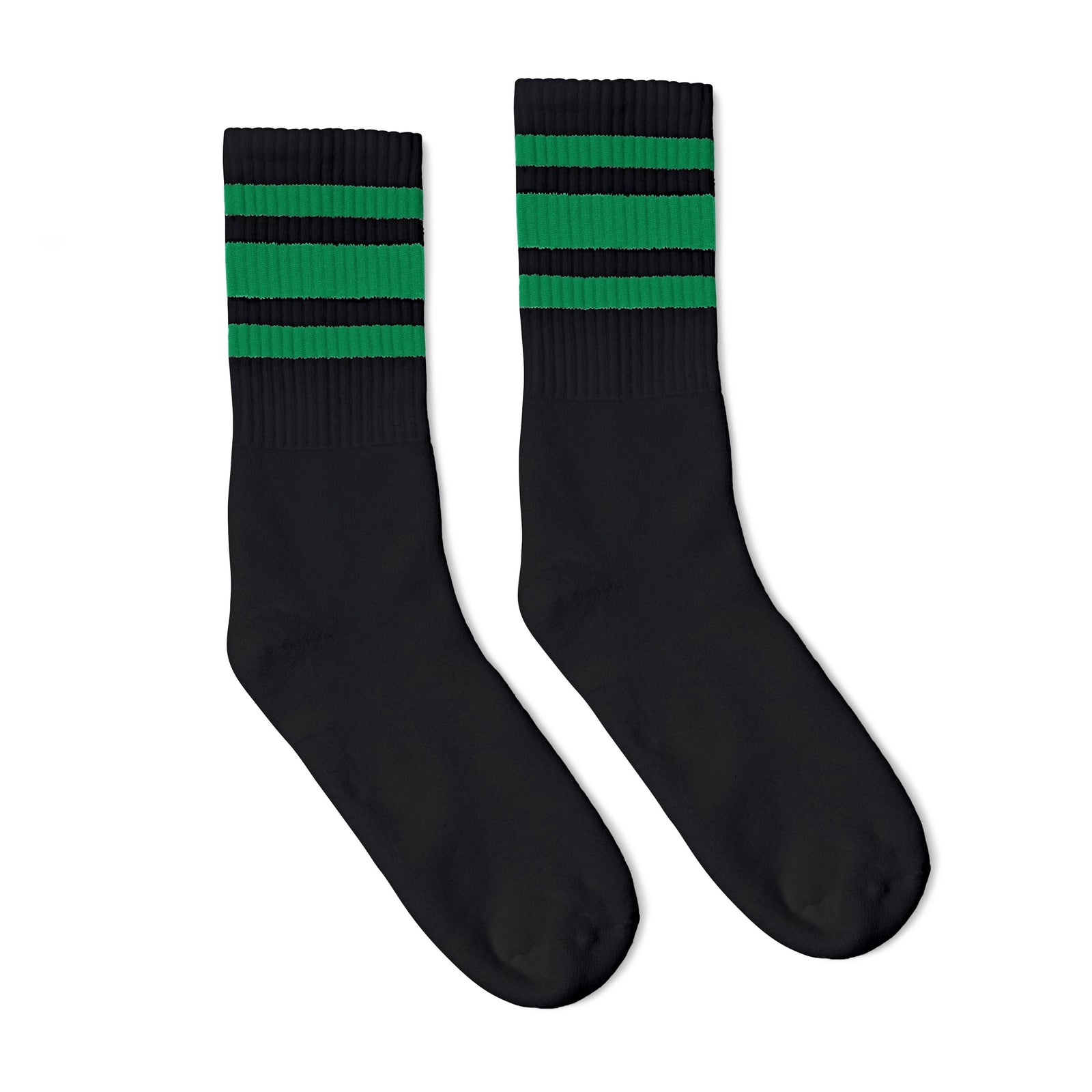 Socco Green Striped Socks - Black - Crew / S/m