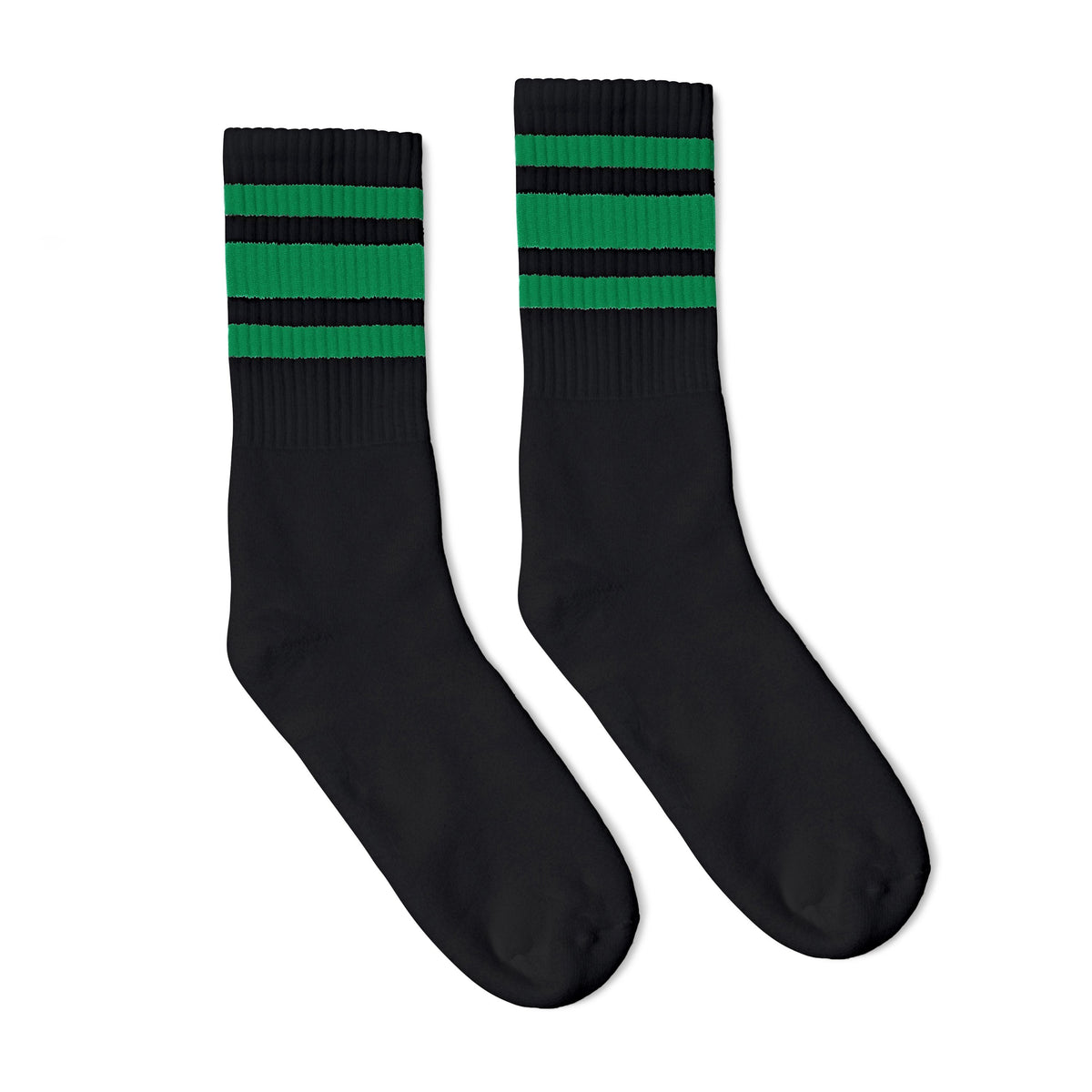 Socco Green Striped Socks - Black - Crew / S/m