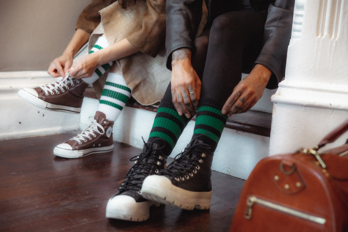 Socco Green Striped Socks - Black