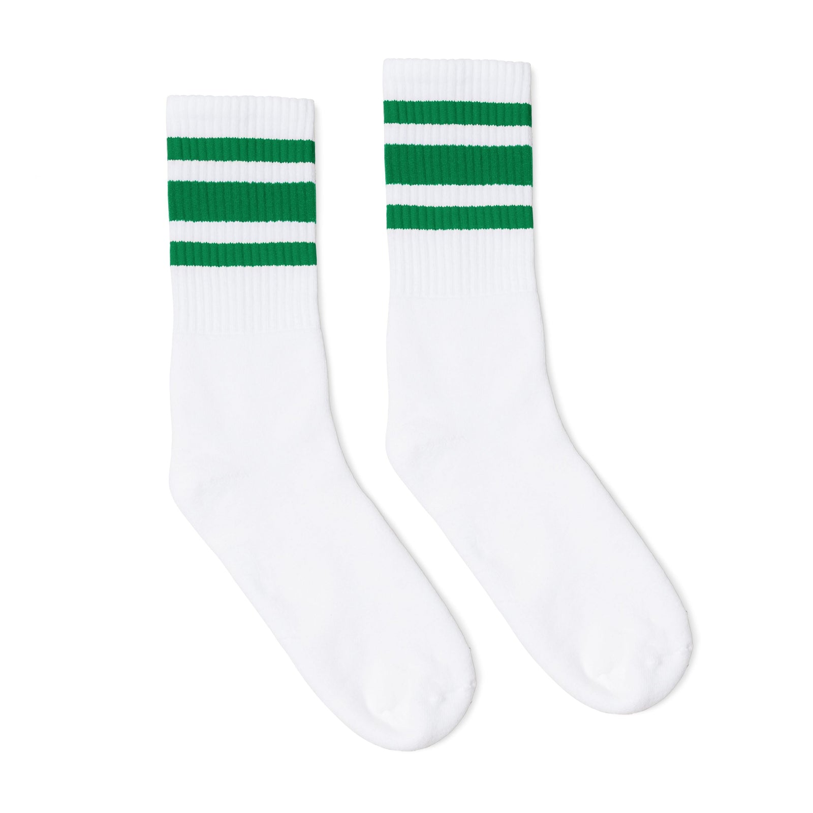 Socco Green Striped Socks - White - Crew / S/m