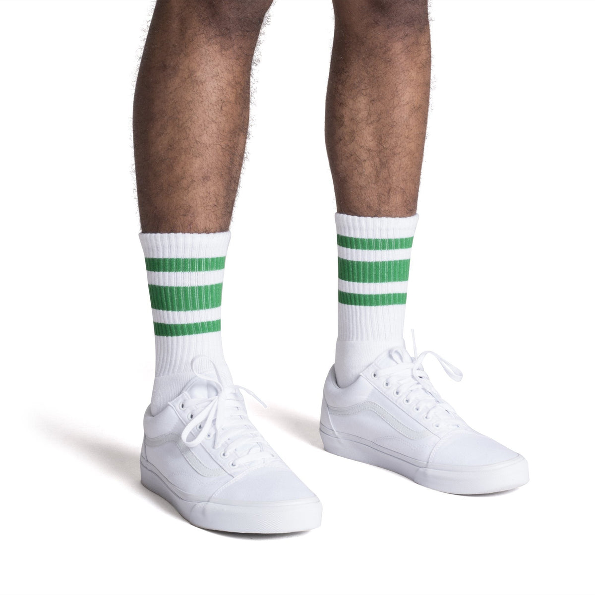 Socco Green Striped Socks - White