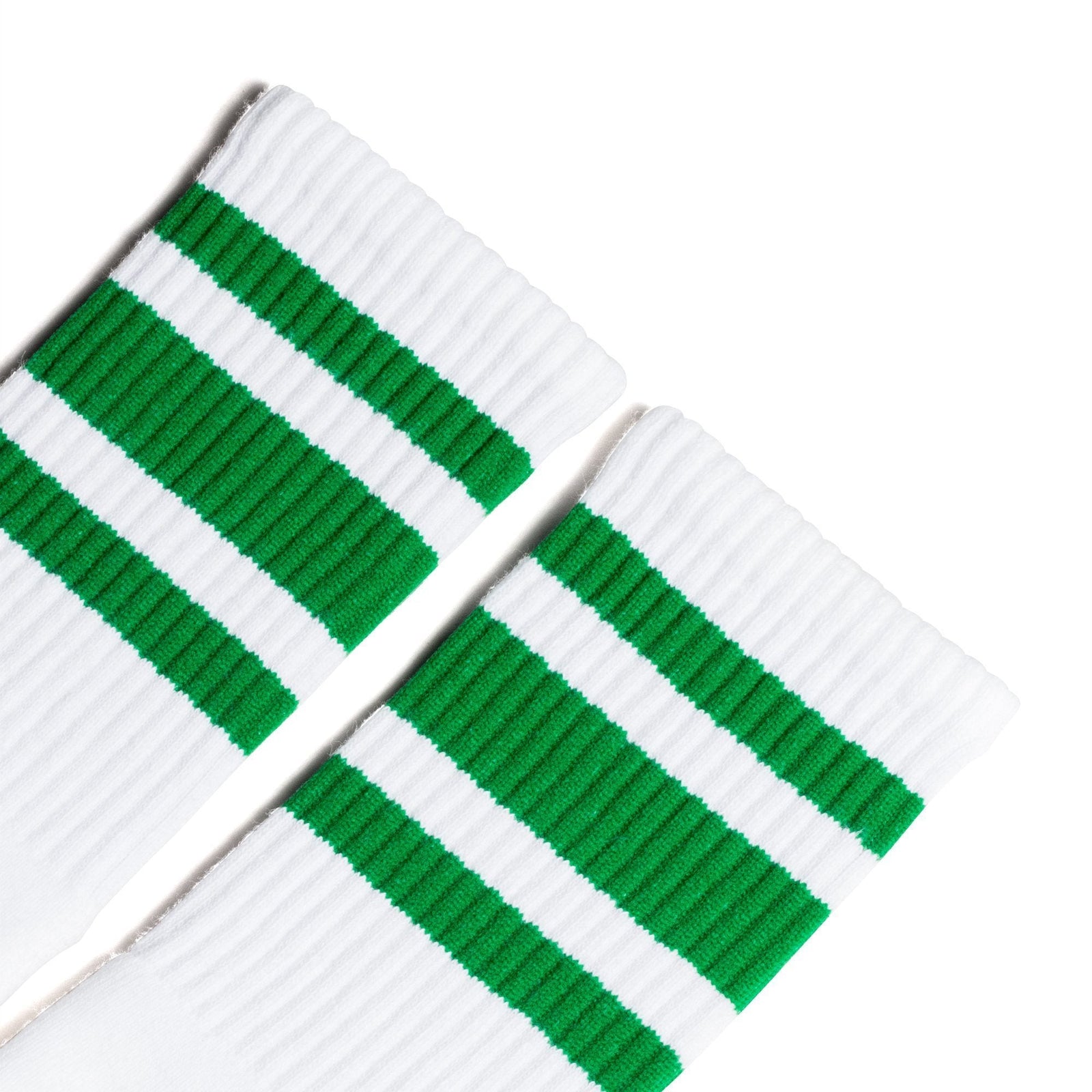 Socco Green Striped Socks - White - Crew / S/m