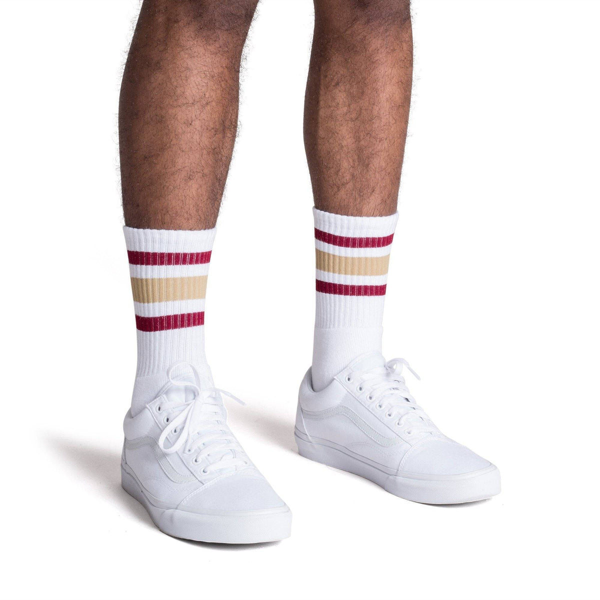 Socco Maroon and Vegas Gold Striped Socks - White