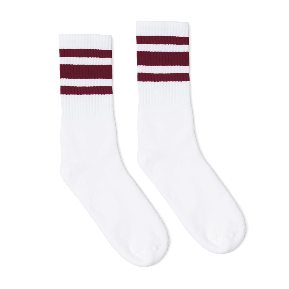 Socco Maroon Striped Socks - White