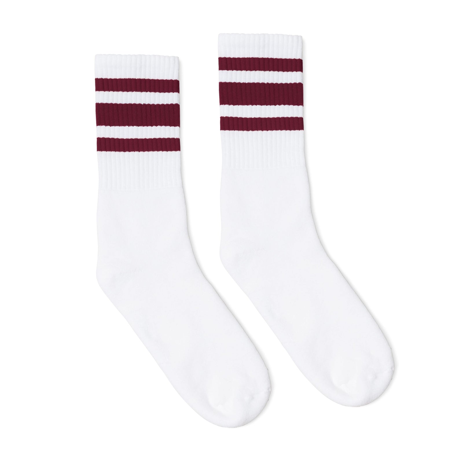 Socco Maroon Striped Socks - White - Crew / S/m