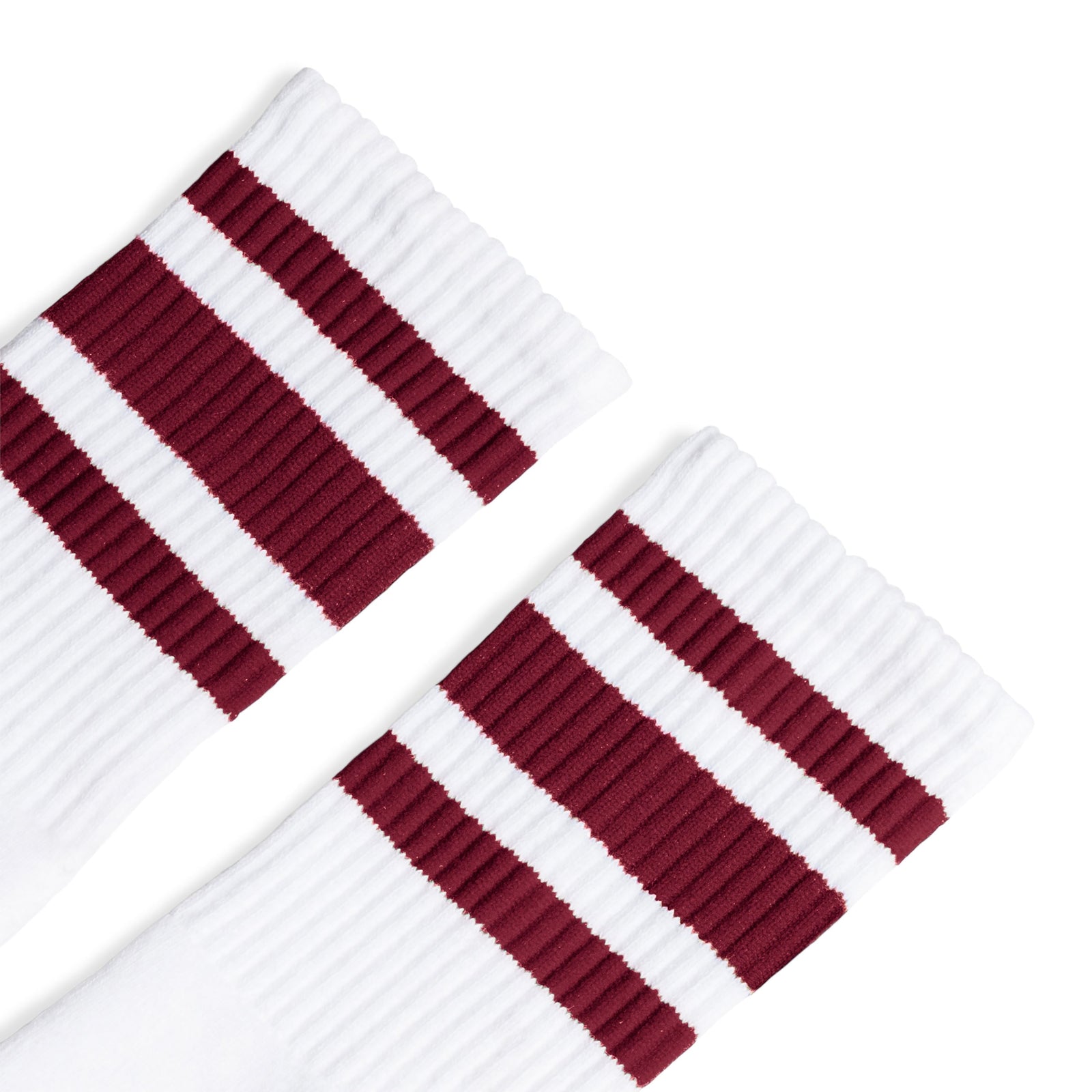 Socco Maroon Striped Socks - White - Crew / S/m