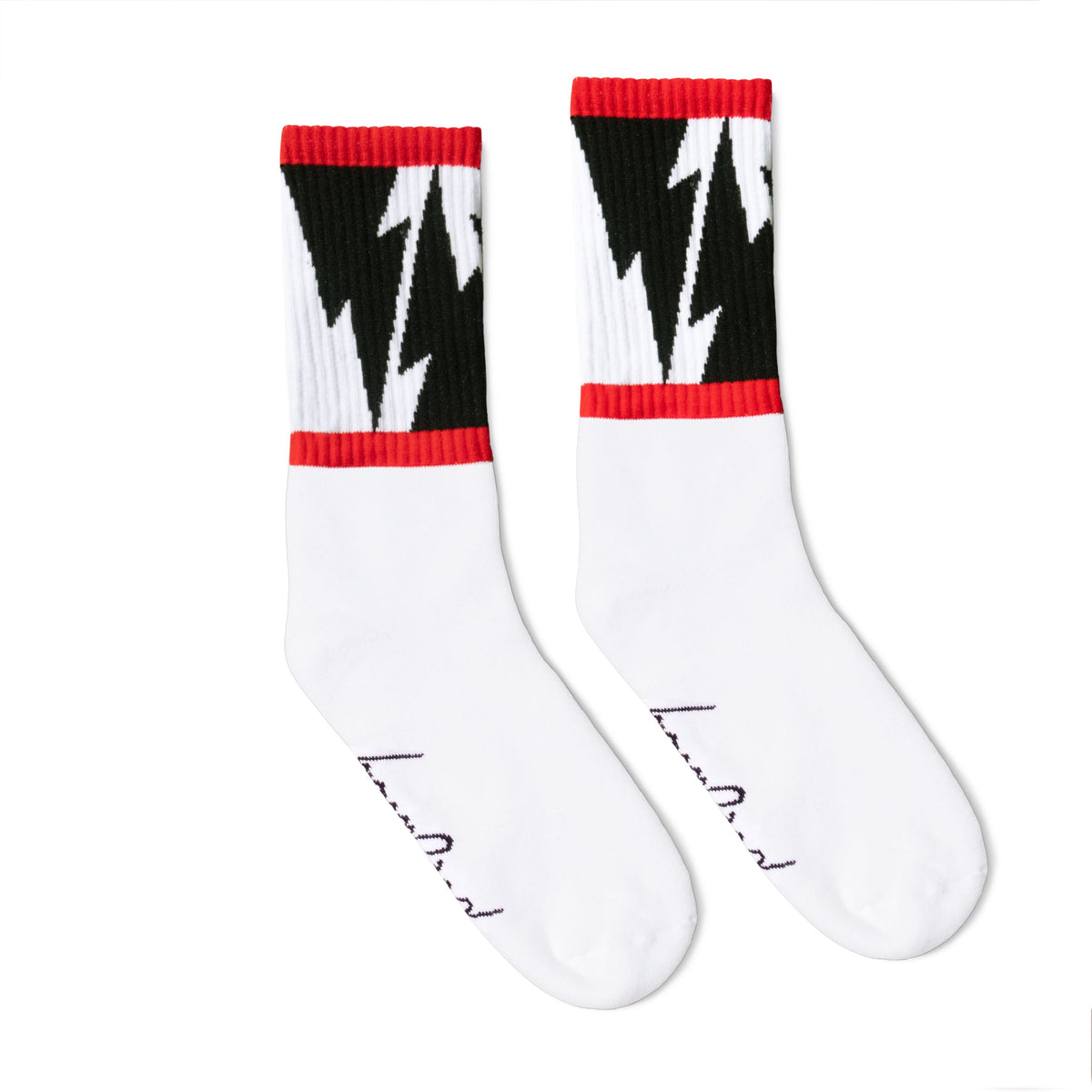 Socco Mike Vallely Lightning Bolt Socks V2 - White - Crew / S/m
