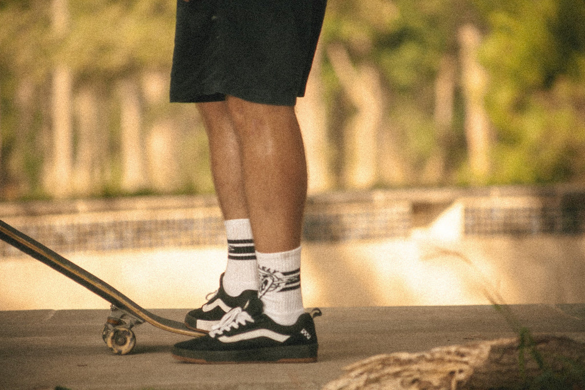 Socco Mike Vallely x Dirty Donny Collaboration Crew Socks - White - Osfm