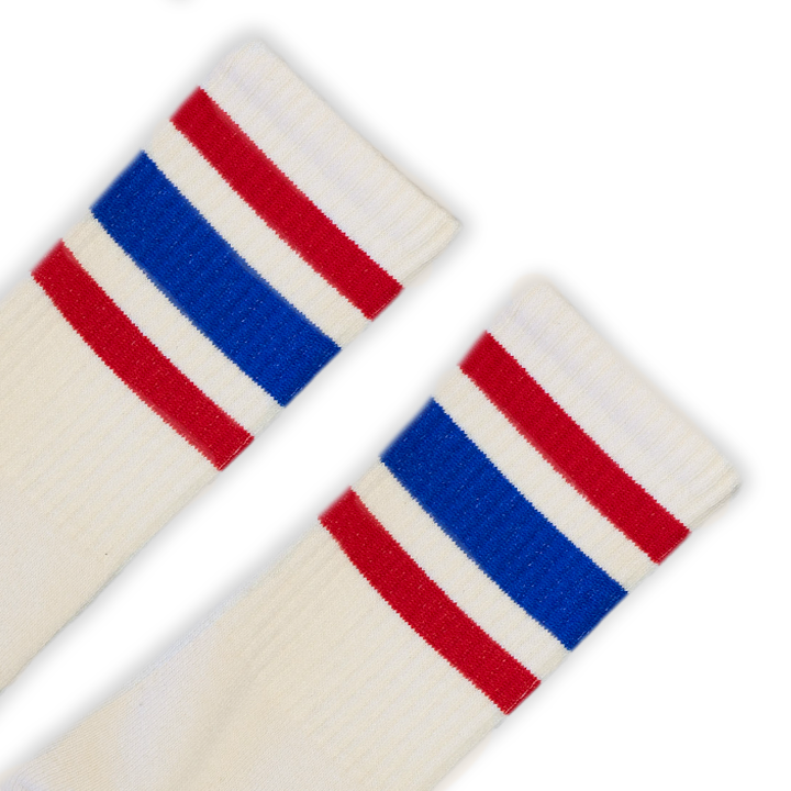 Socco Naturals Crew Socks - All American Striped - Natural / L/xl