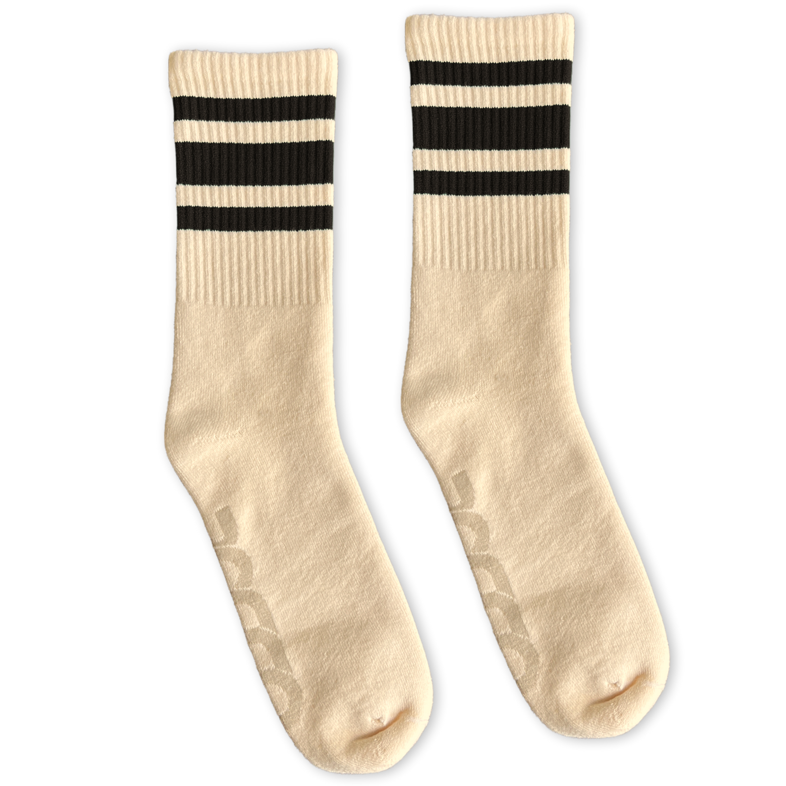 Socco Naturals Crew Socks - Black Striped - Natural / Osfm