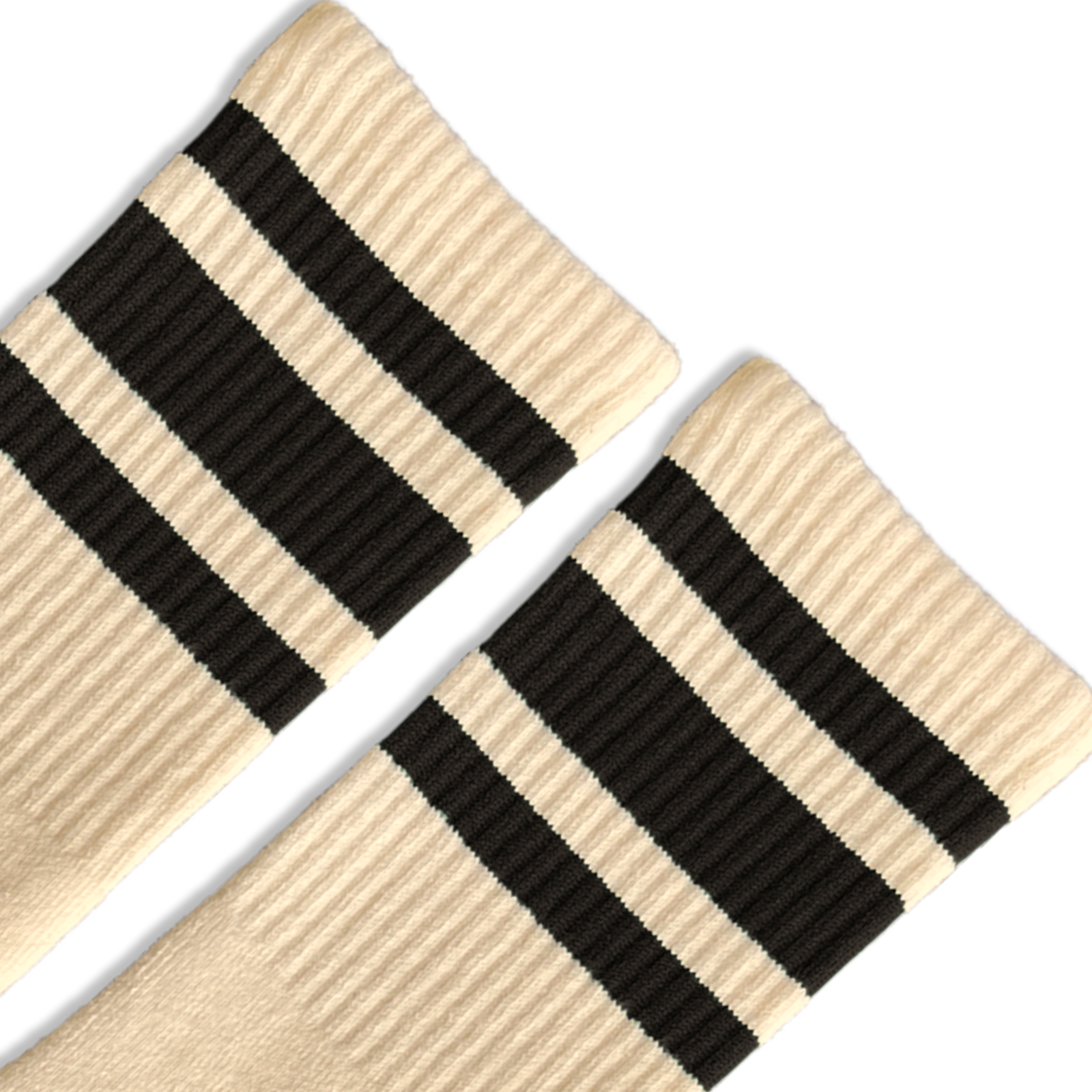 Socco Naturals Crew Socks - Black Striped - Natural / Osfm