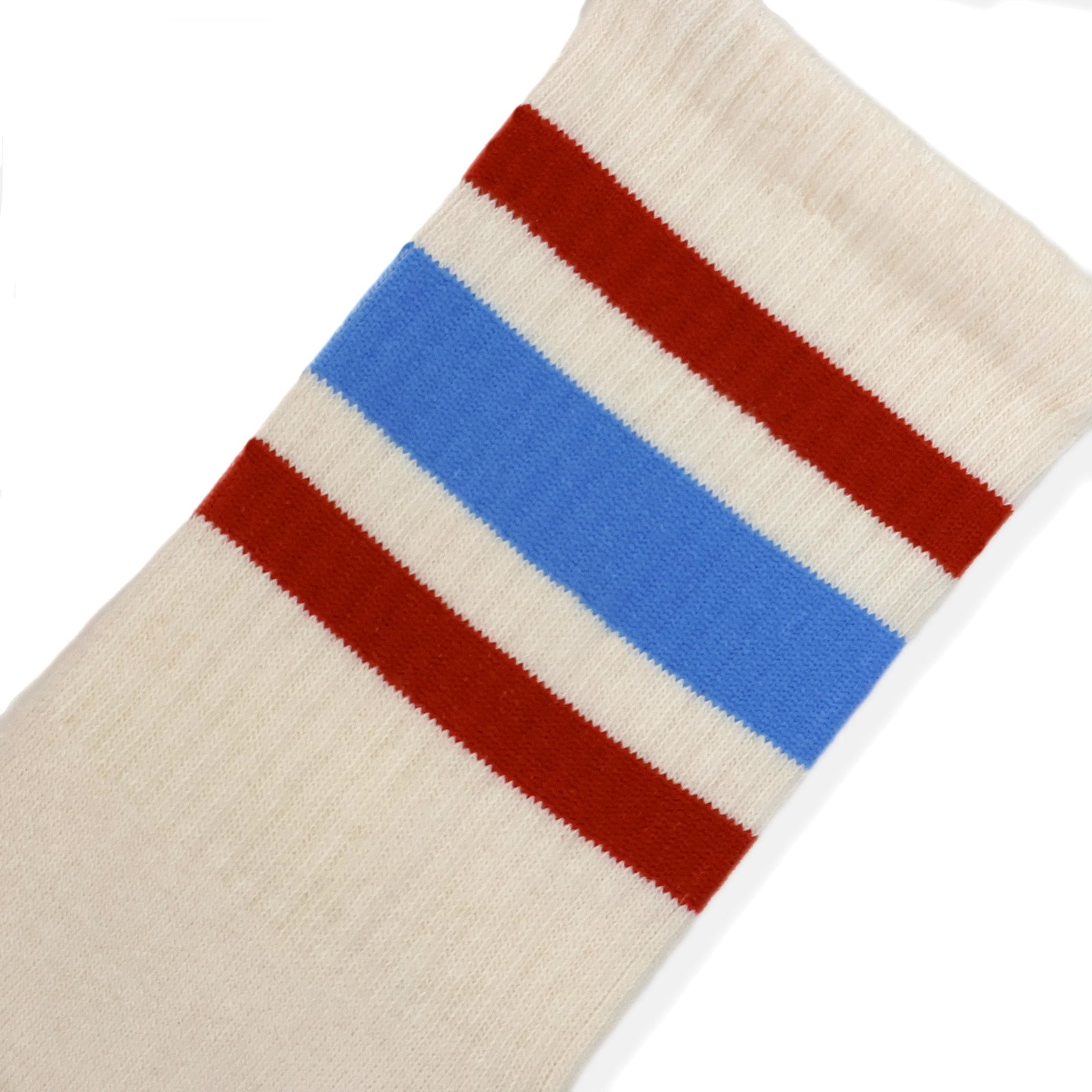 Socco Naturals Crew Socks - Columbia Blue & Rust Striped - Natural / S/m