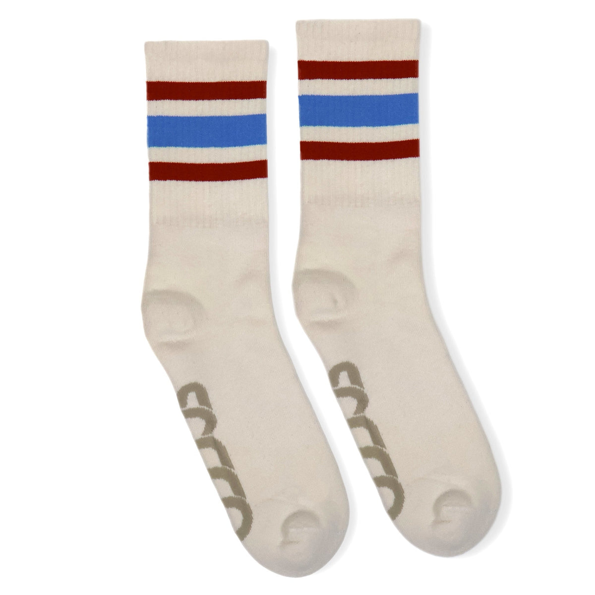 Socco Naturals Crew Socks - Columbia Blue & Rust Striped - Natural / S/m