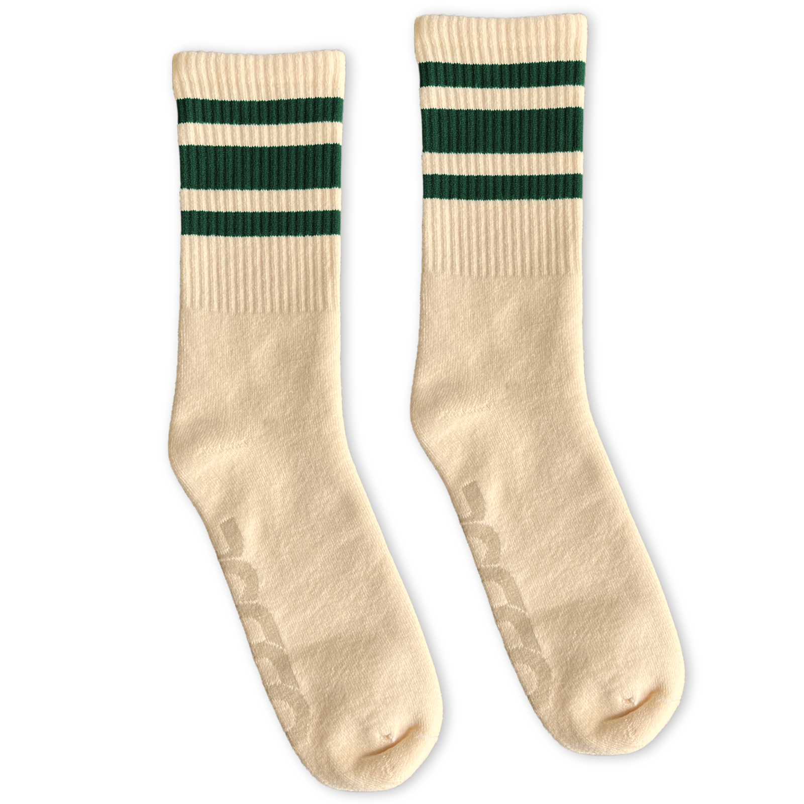 Socco Naturals Crew Socks - Dark Green Striped