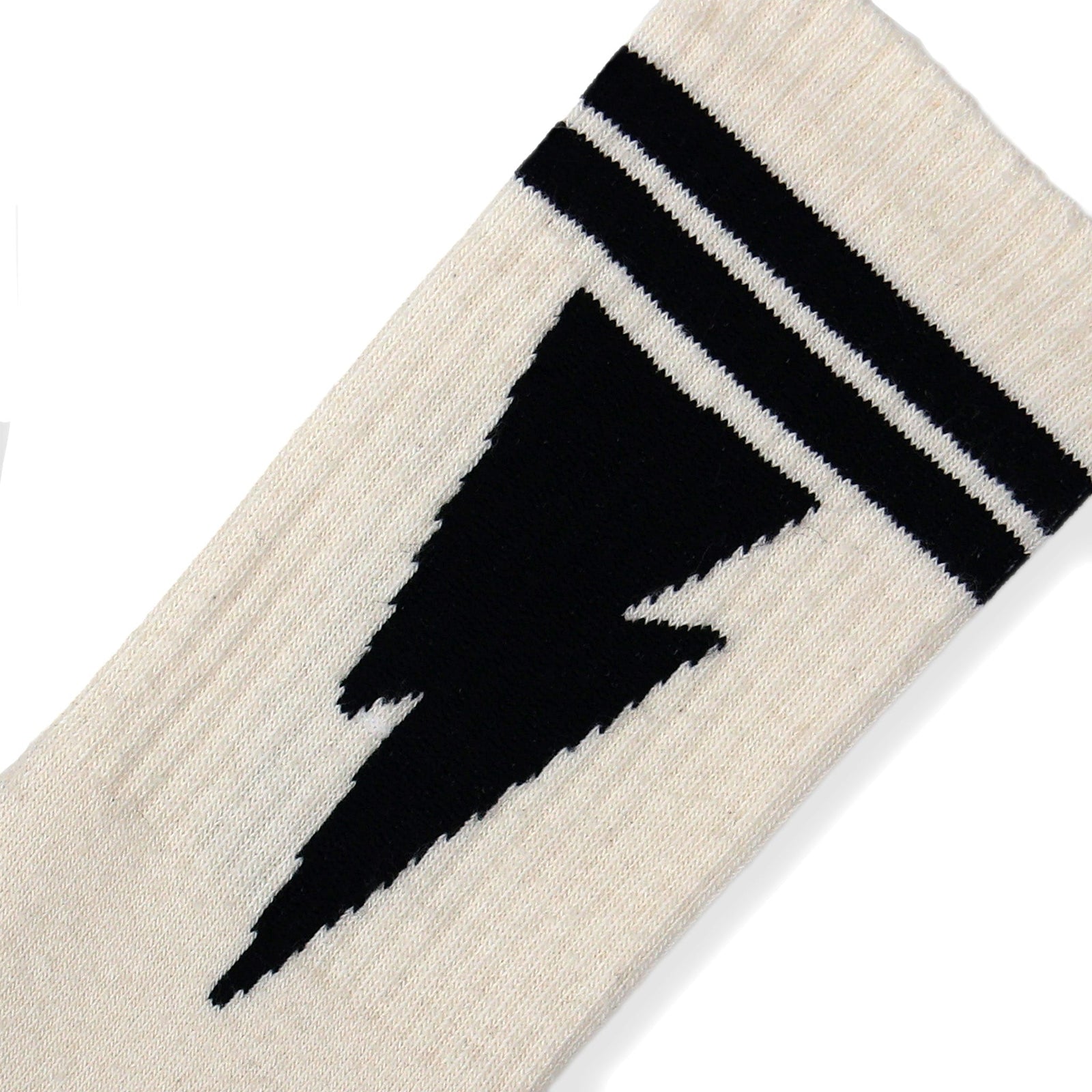 Socco Naturals - Mike Vallely Lightning Bolt Socks - Black Stripes - Natural / Crew / Osfm