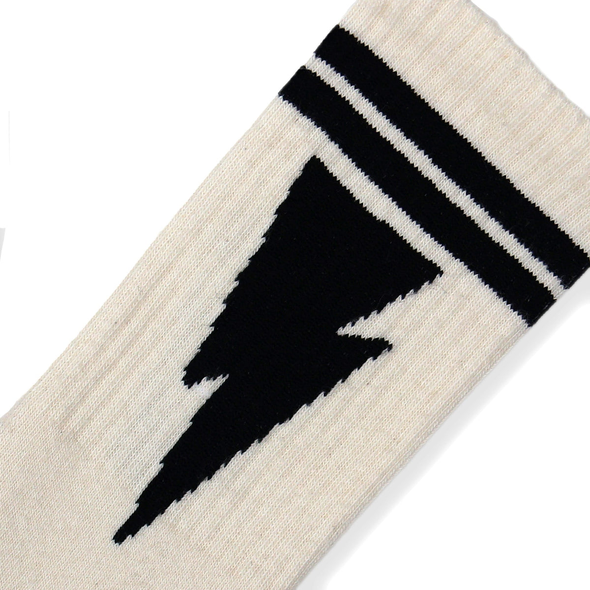 Socco Naturals - Mike Vallely Lightning Bolt Socks - Black Stripes - Natural / Crew / Osfm