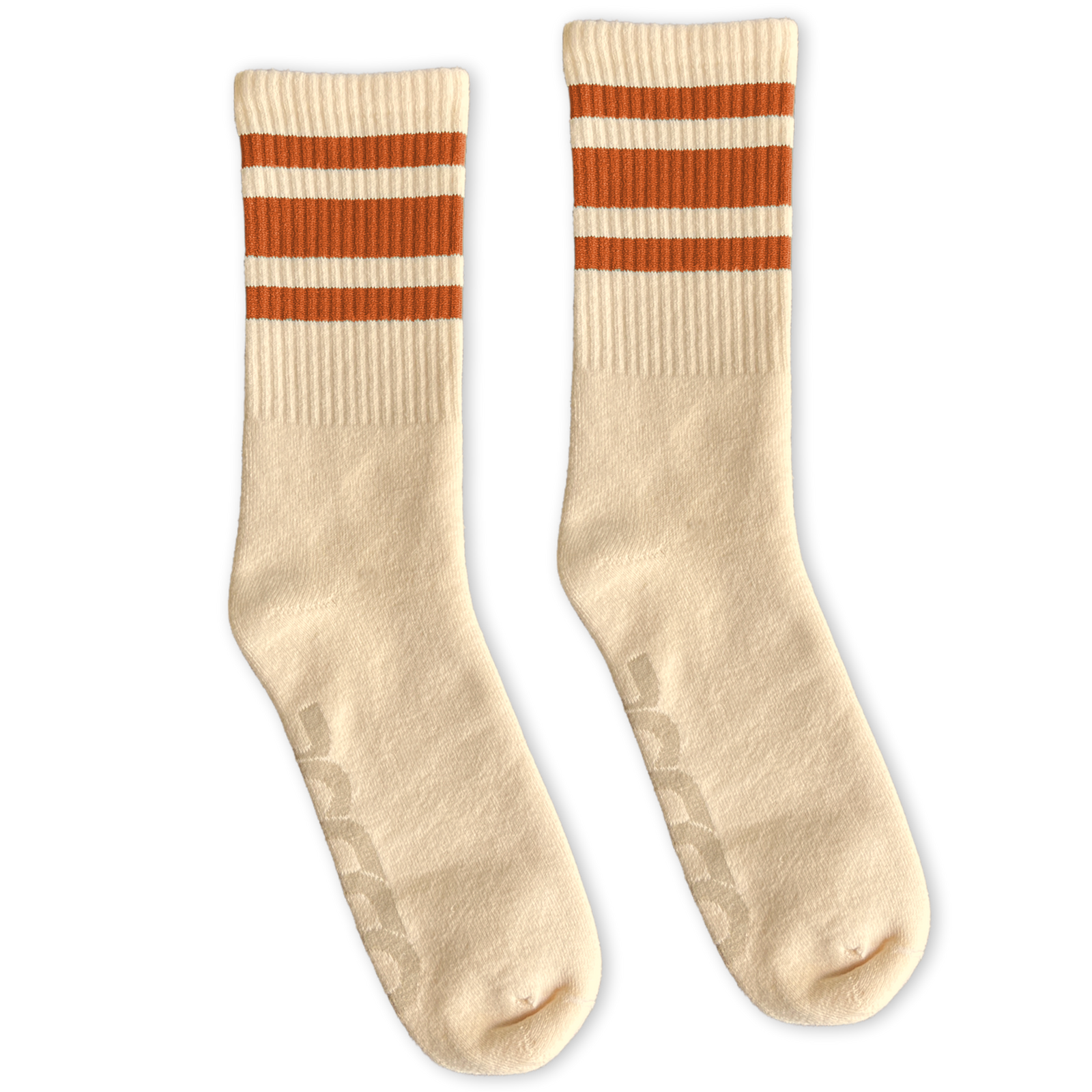 Socco Naturals Socks - Rust Striped - Natural / Crew / Osfm