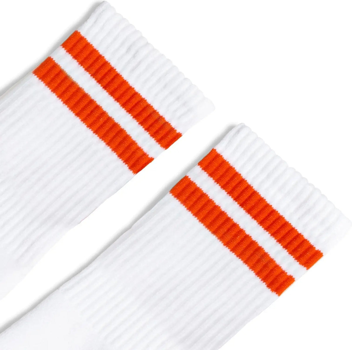 Socco Orange 2-stripe Crew Socks - White