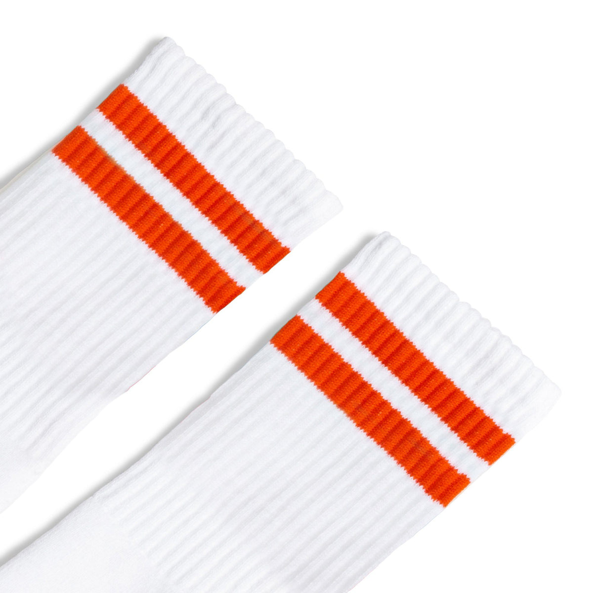 Socco Orange 2-stripe Crew Socks - White