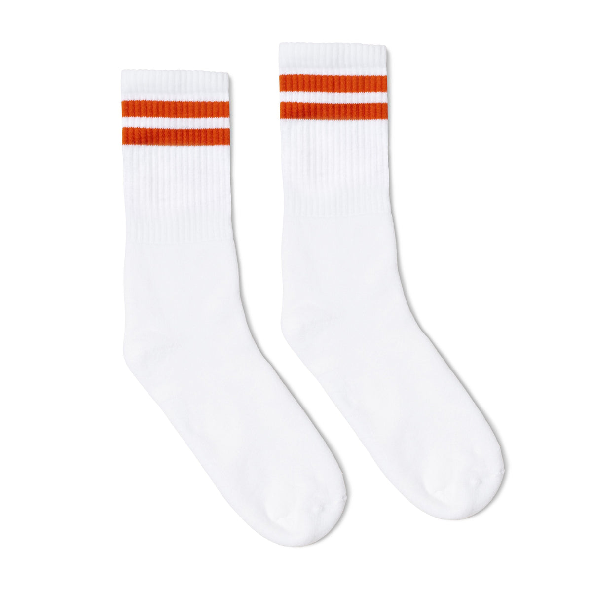 Socco Orange 2-stripe Crew Socks - White - S/m