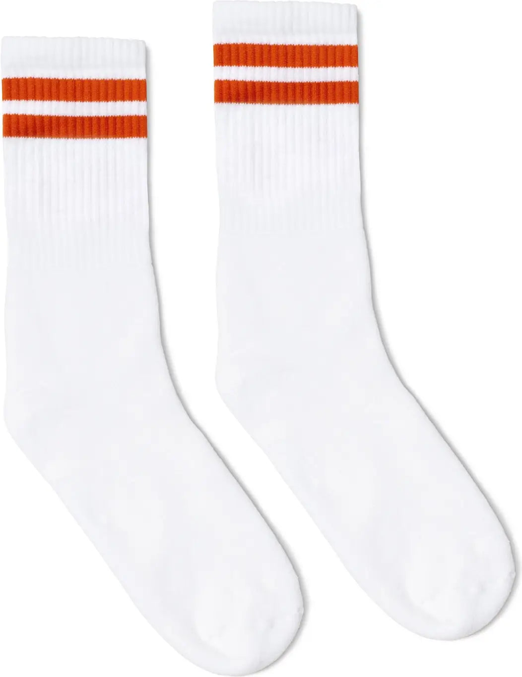 Socco Orange 2-stripe Crew Socks - White - S/m