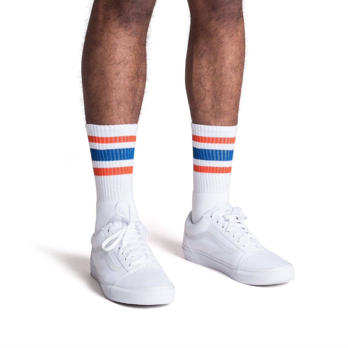 Socco Orange and Blue Striped Socks - White