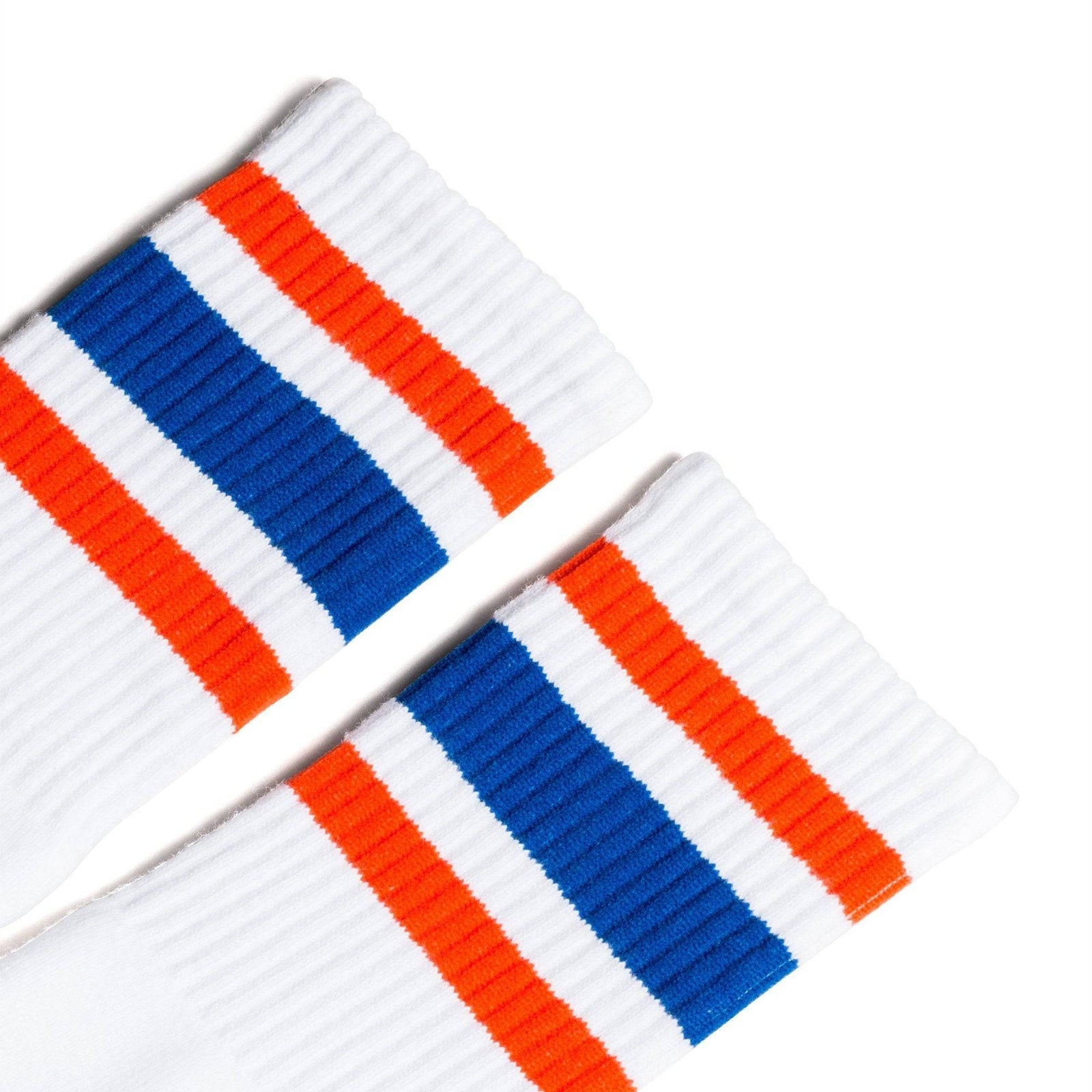 Socco Orange and Blue Striped Socks - White - Crew / S/m