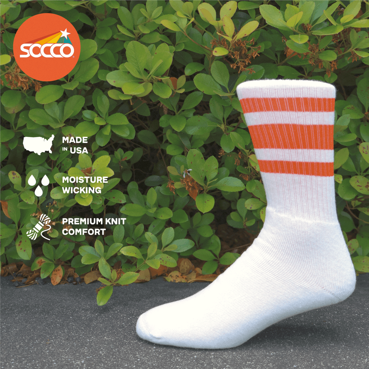 Socco Orange Striped Socks - White