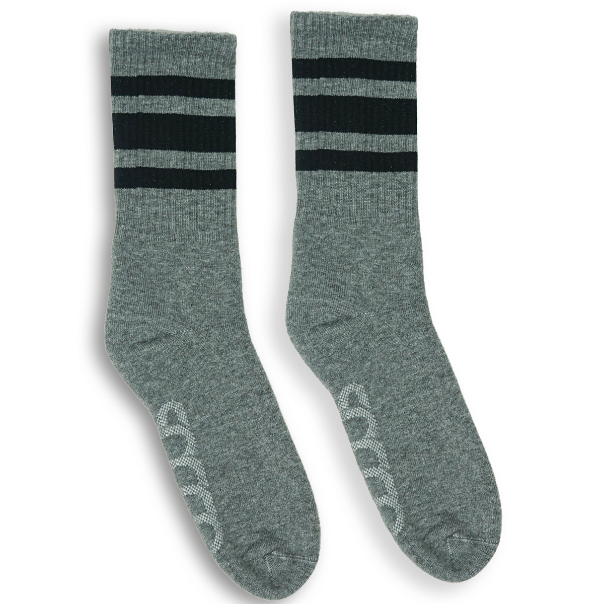 Socco Performance Crew - Black Striped Socks - Dark Heather Gray - Grey / S/m