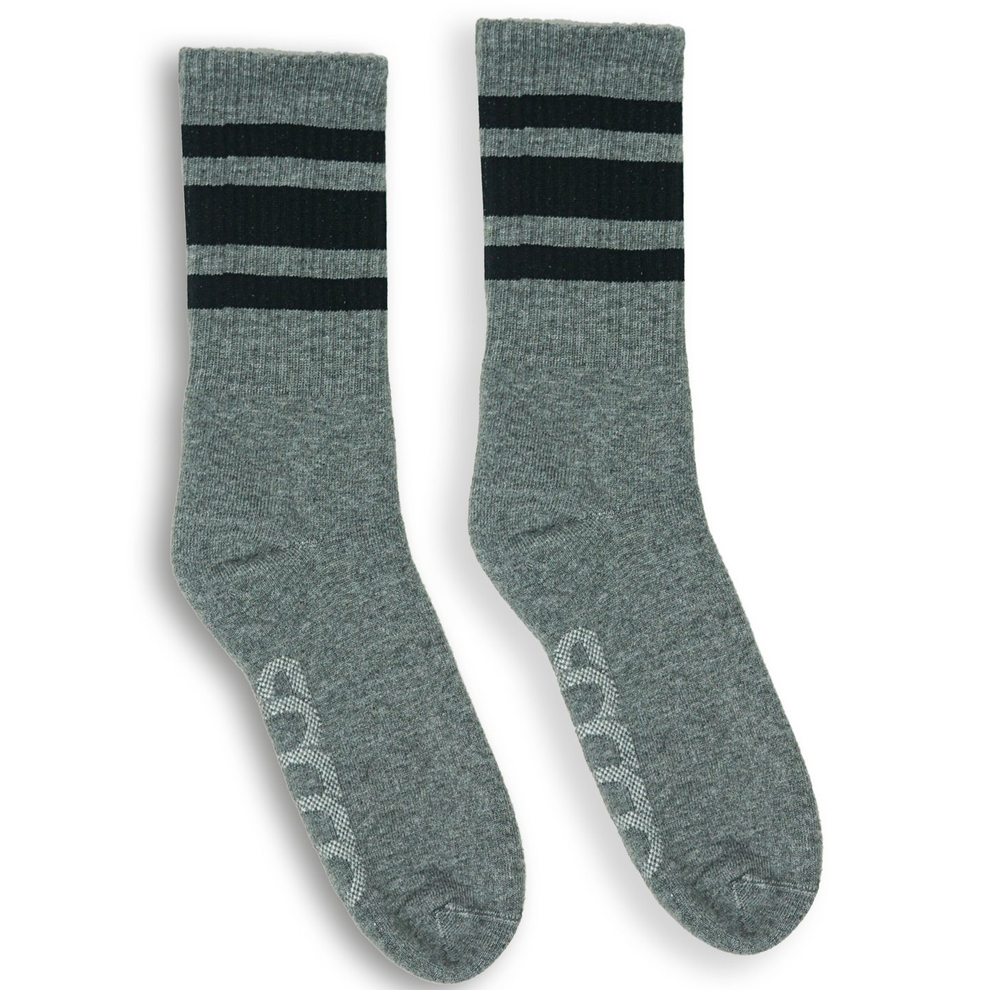 Socco Performance Crew - Black Striped Socks - Dark Heather Gray - Grey / S/m