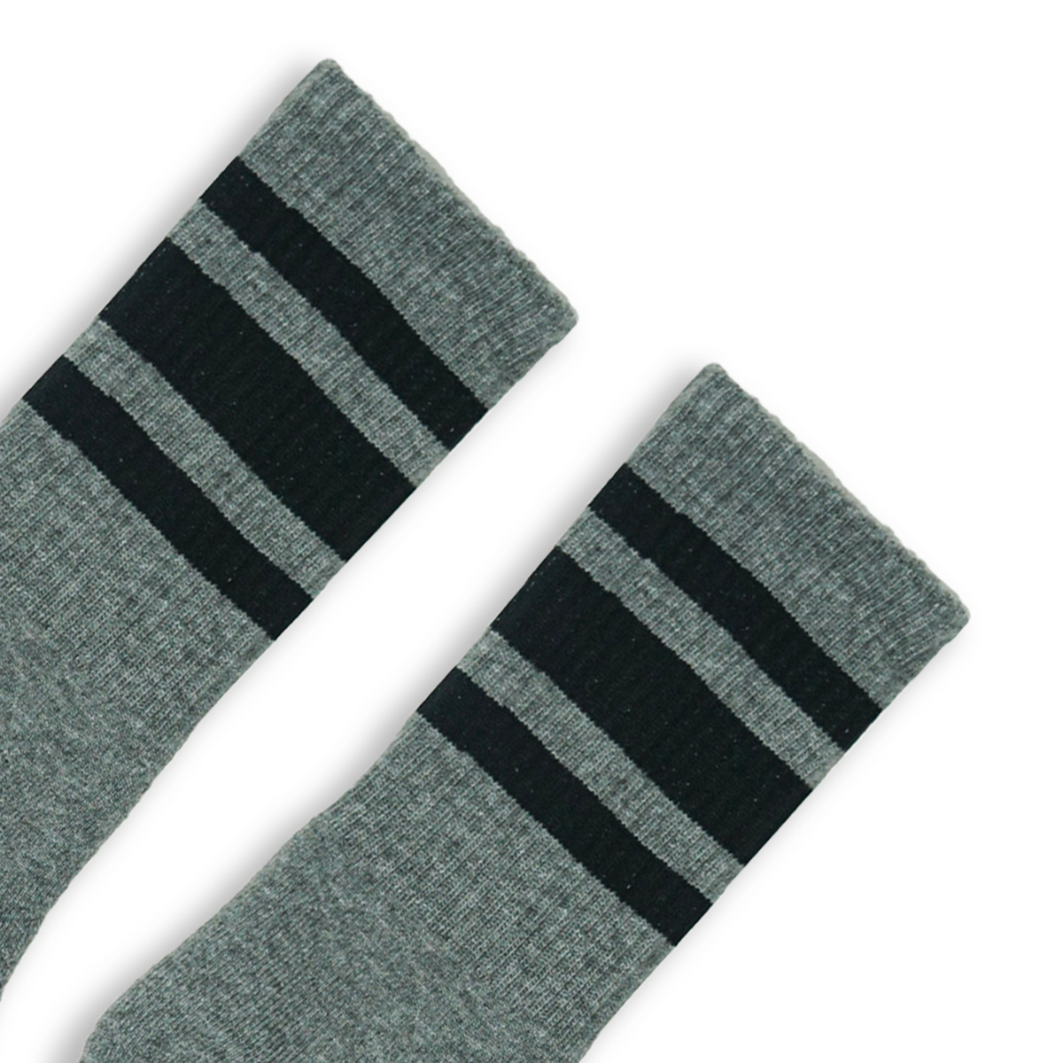 Socco Performance Crew - Black Striped Socks - Dark Heather Gray