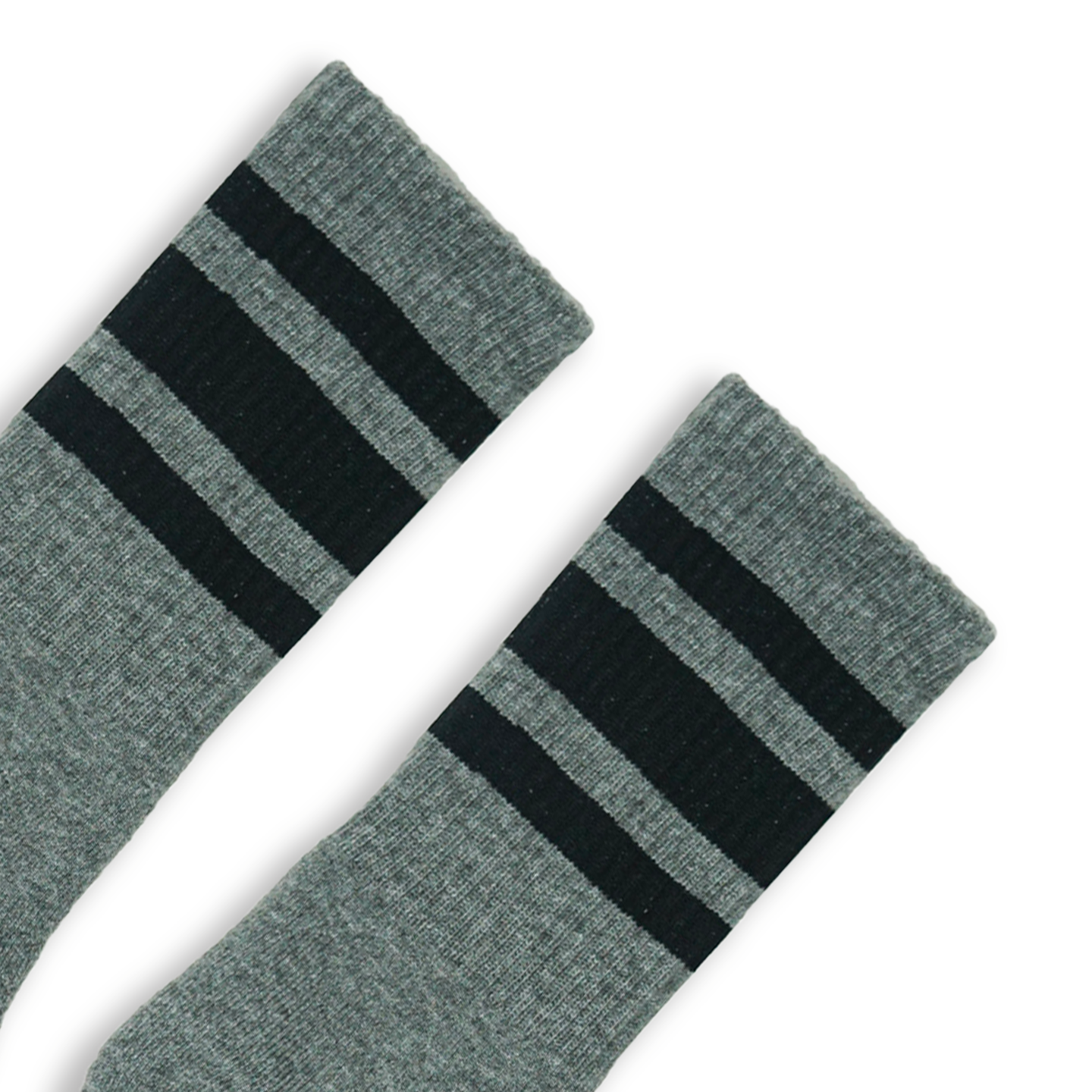 Socco Performance Crew - Black Striped Socks - Dark Heather Gray - Grey / S/m