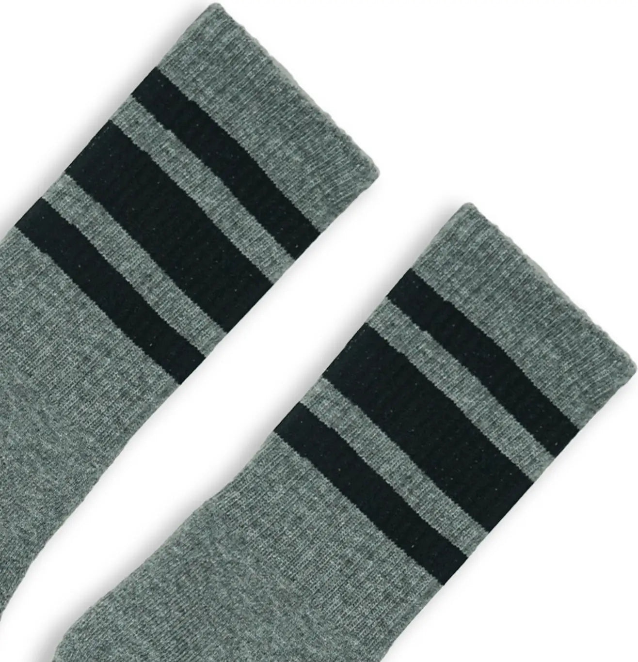 Socco Performance Crew - Black Striped Socks - Dark Heather Gray - Grey / S/m