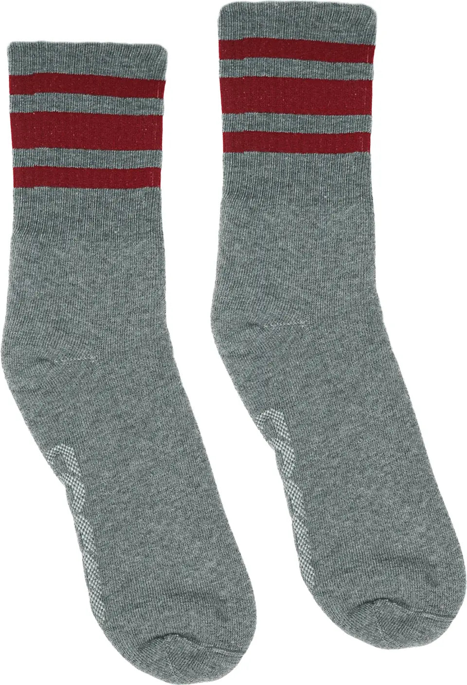 Socco Performance Crew - Cardinal Striped Socks - Dark Heather Gray - Grey / S/m