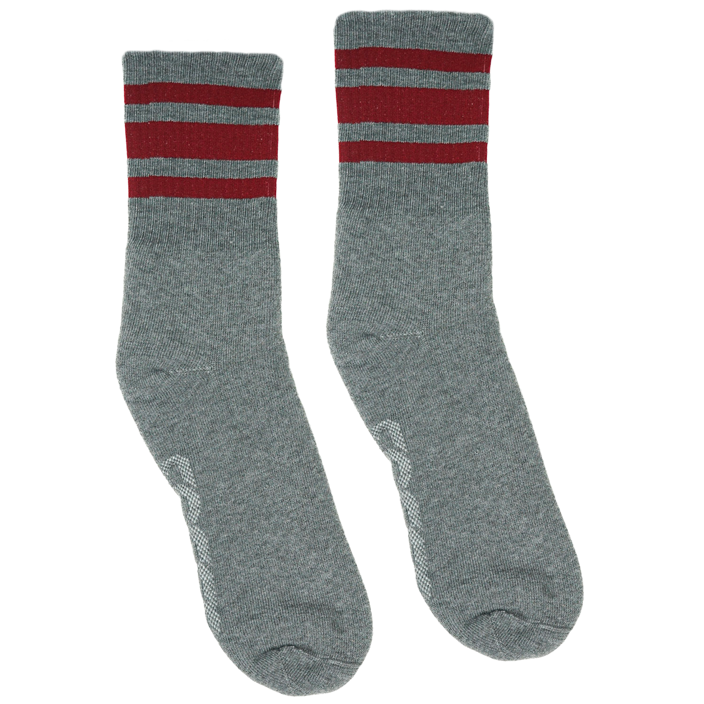Socco Performance Crew - Cardinal Striped Socks - Dark Heather Gray - Grey / S/m