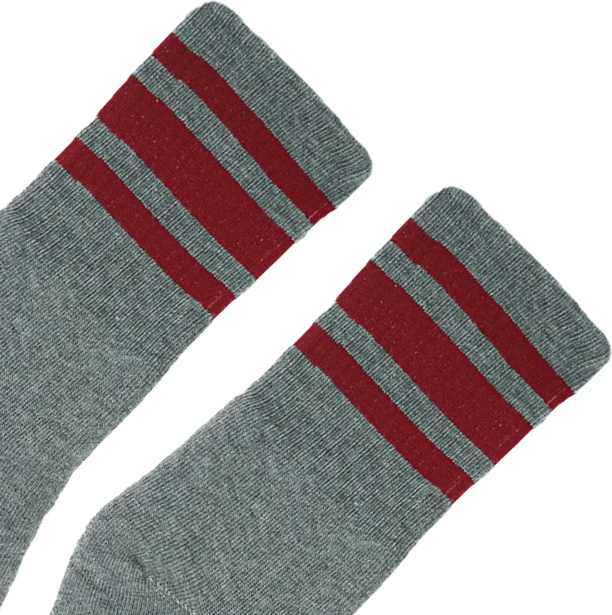 Socco Performance Crew - Cardinal Striped Socks - Dark Heather Gray