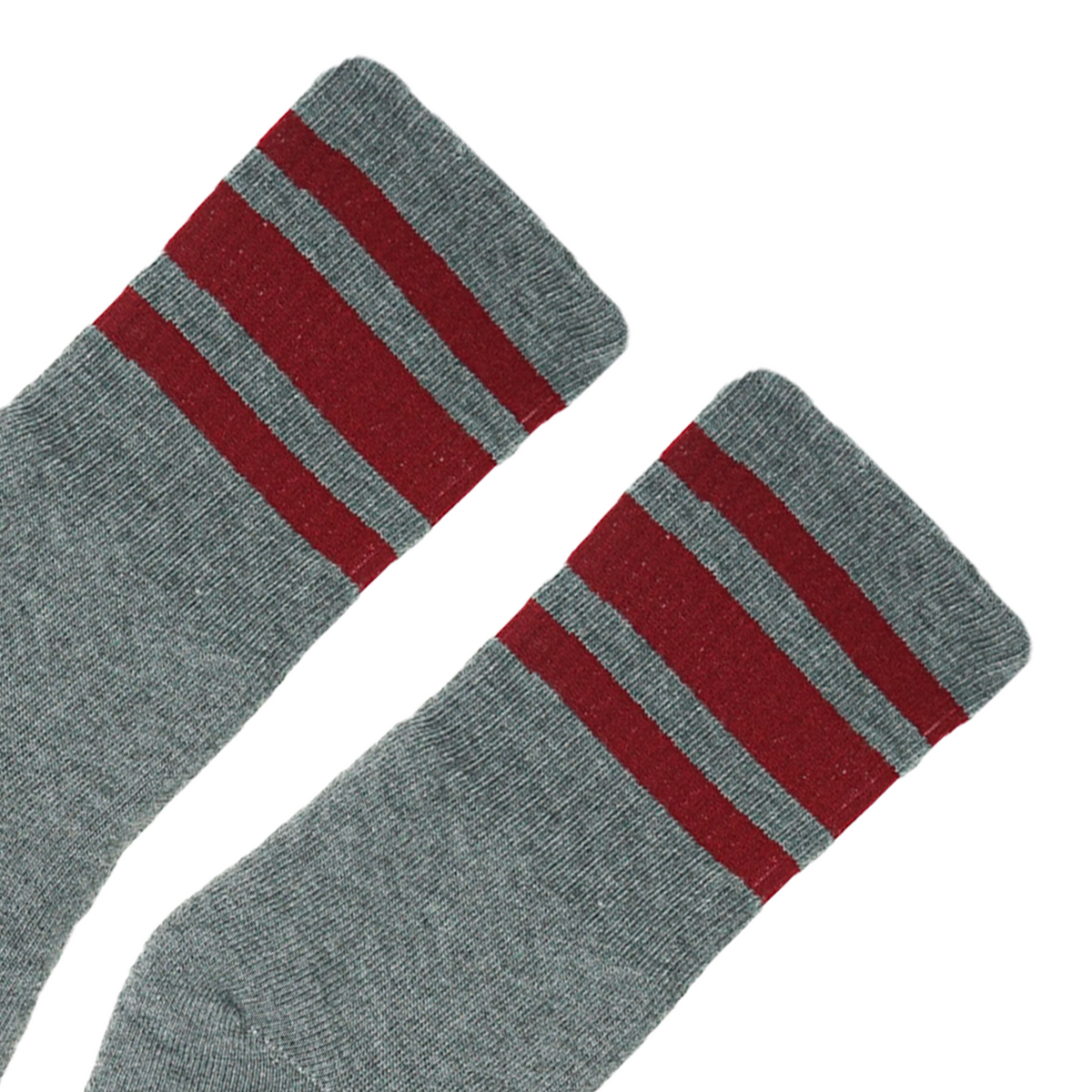 Socco Performance Crew - Cardinal Striped Socks - Dark Heather Gray