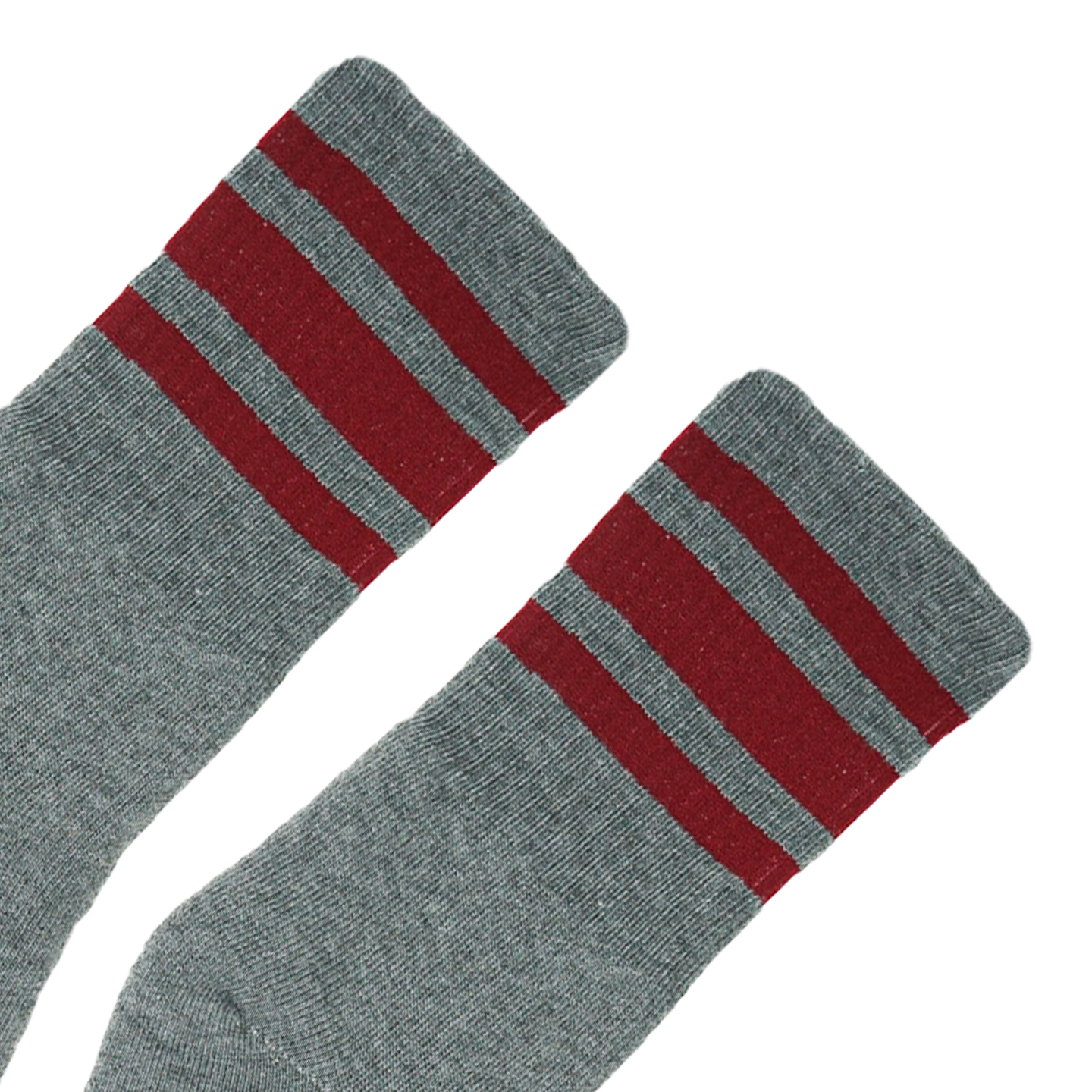Socco Performance Crew - Cardinal Striped Socks - Dark Heather Gray - Grey / S/m