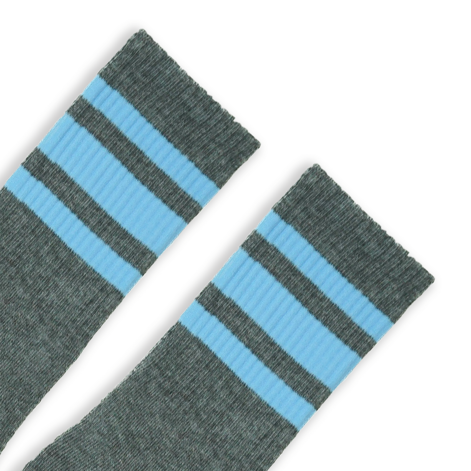 Socco Performance Crew - Carolina Blue Striped Socks - Dark Heather Gray - Grey / S/m