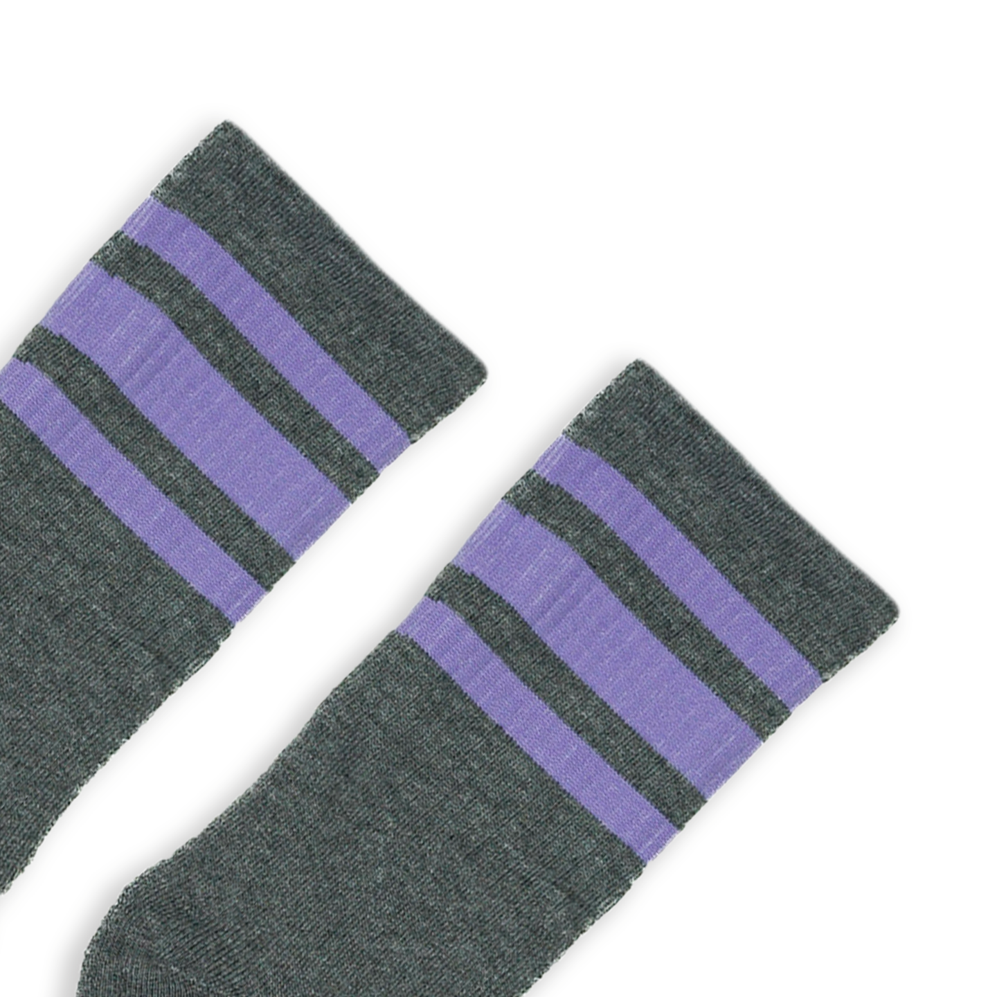 Socco Performance Crew - Lilac Striped Socks - Dark Heather Gray - Grey / S/m