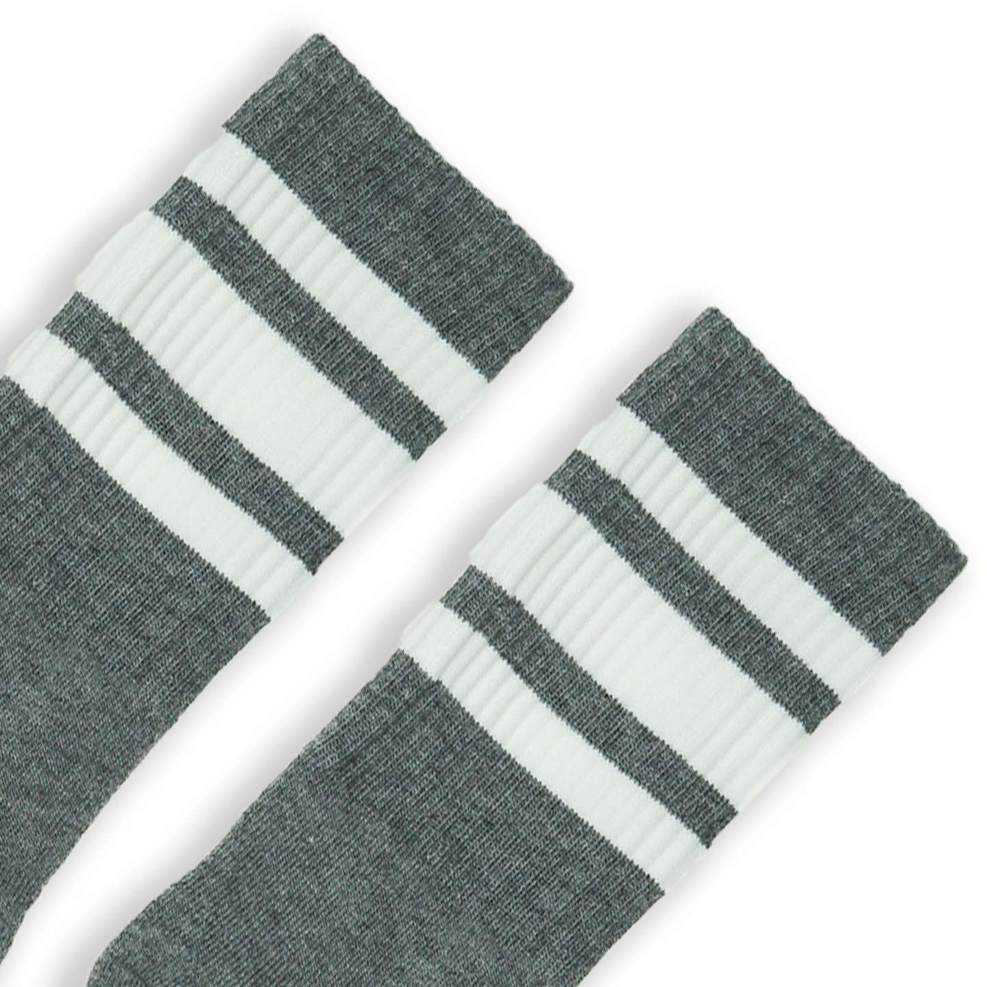 Socco Performance Crew - White Striped Socks - Dark Heather Gray - Grey / S/m
