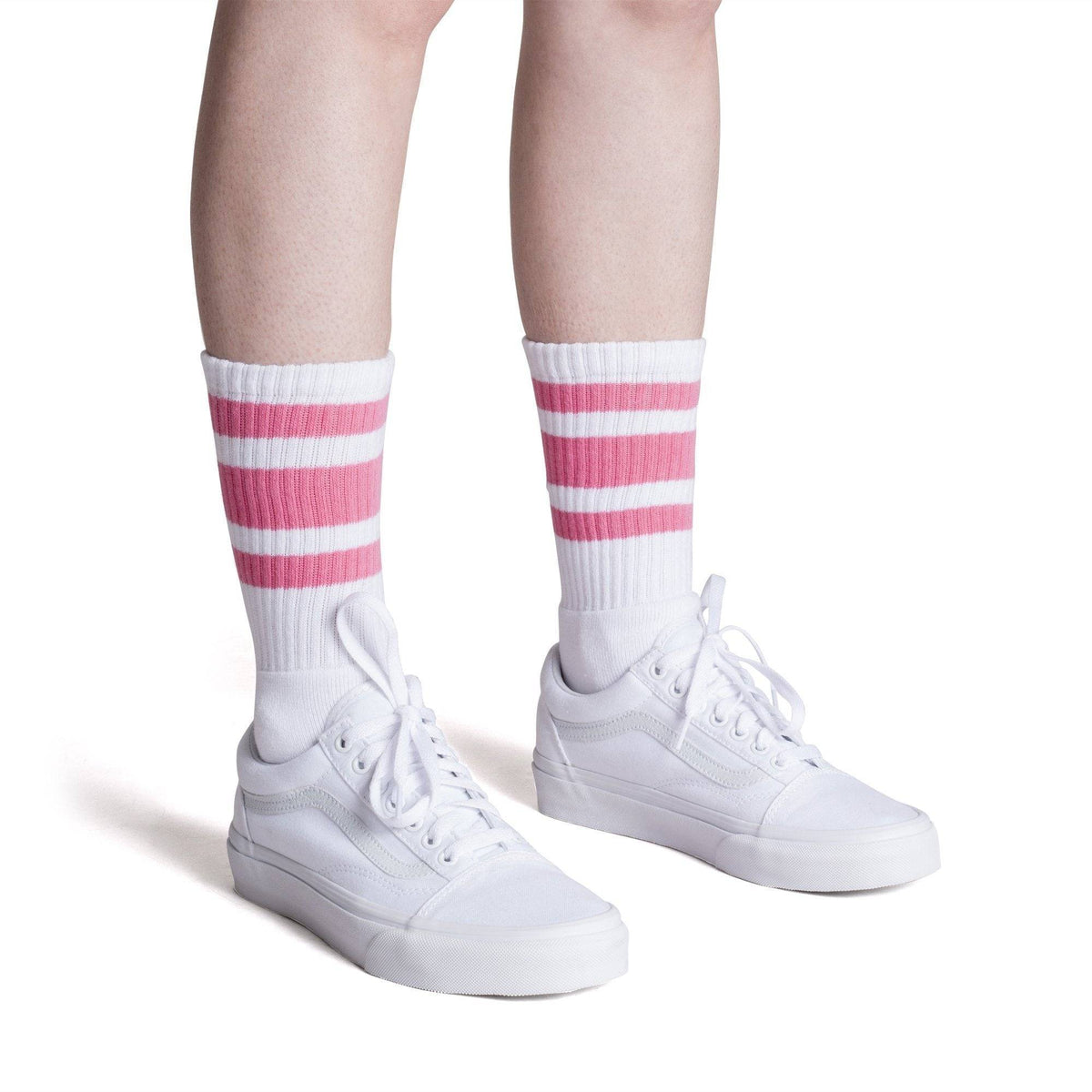 Socco Pink Striped Socks - White