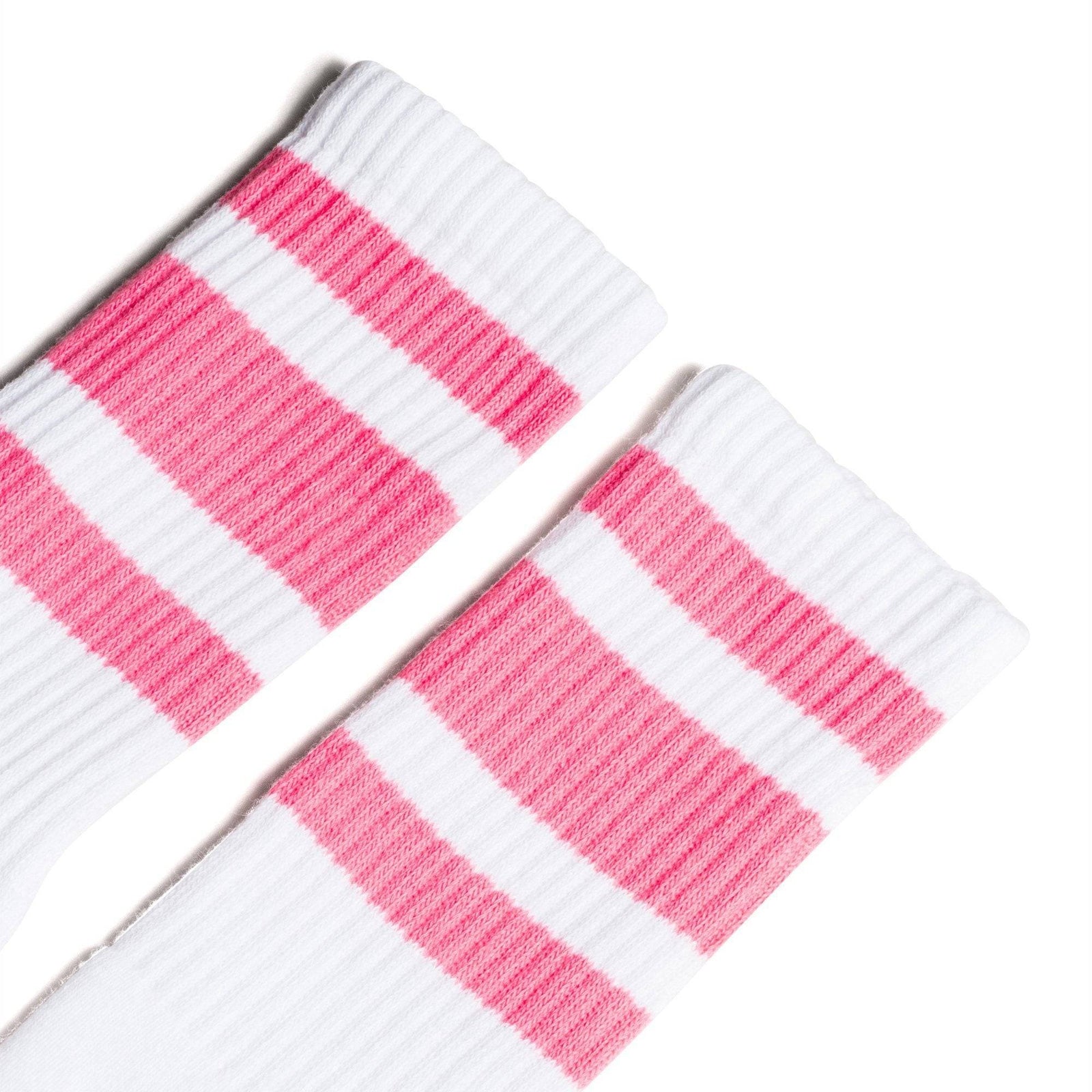 Socco Pink Striped Socks - White - Crew / S/m
