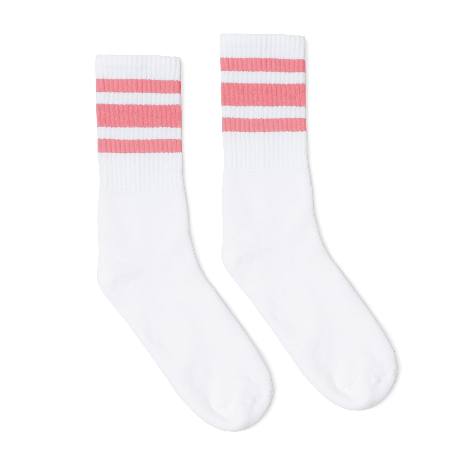Socco Pink Striped Socks - White - Crew / S/m