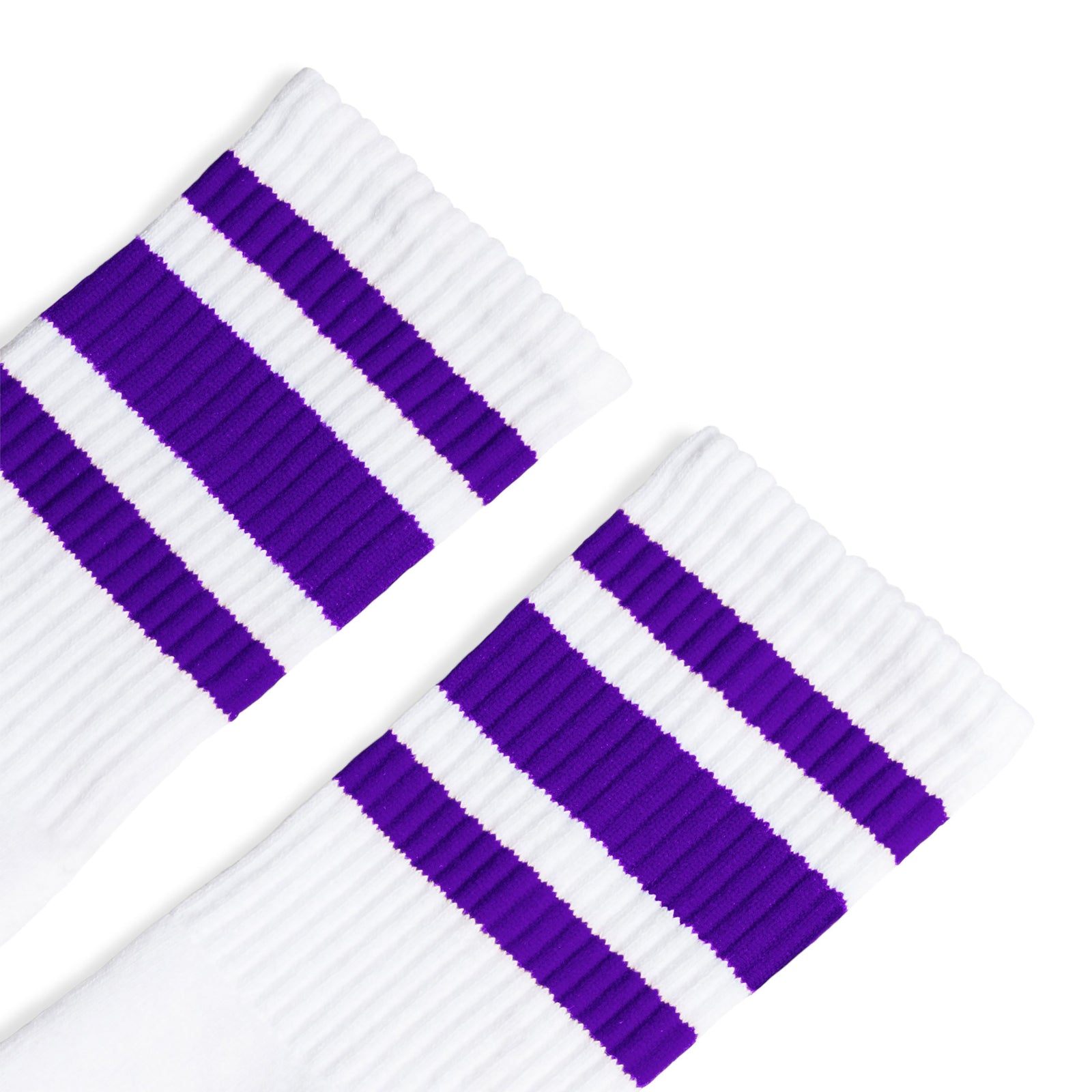 Socco Purple Striped Socks - White - Crew / S/m