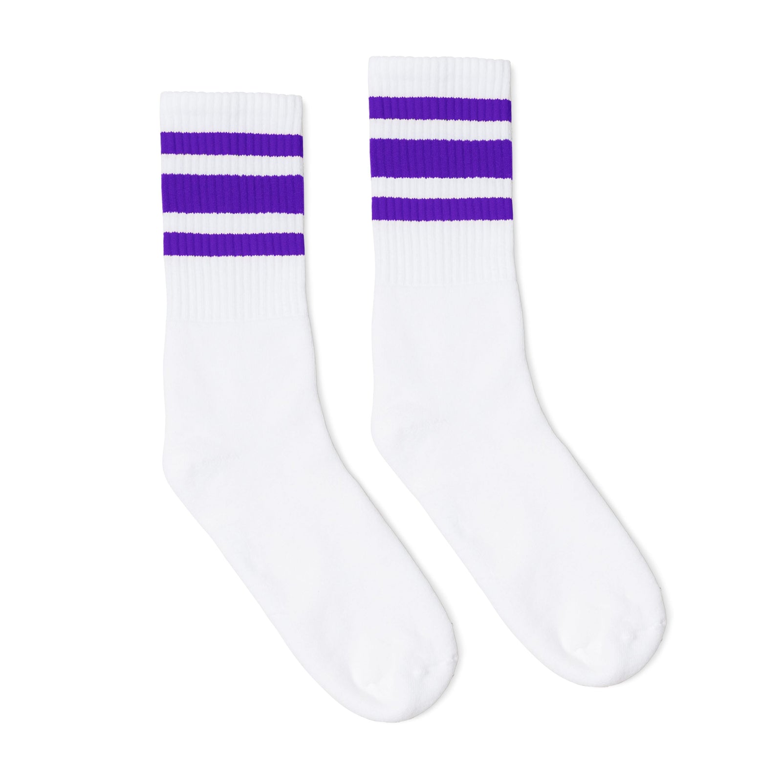 Socco Purple Striped Socks - White - Crew / S/m