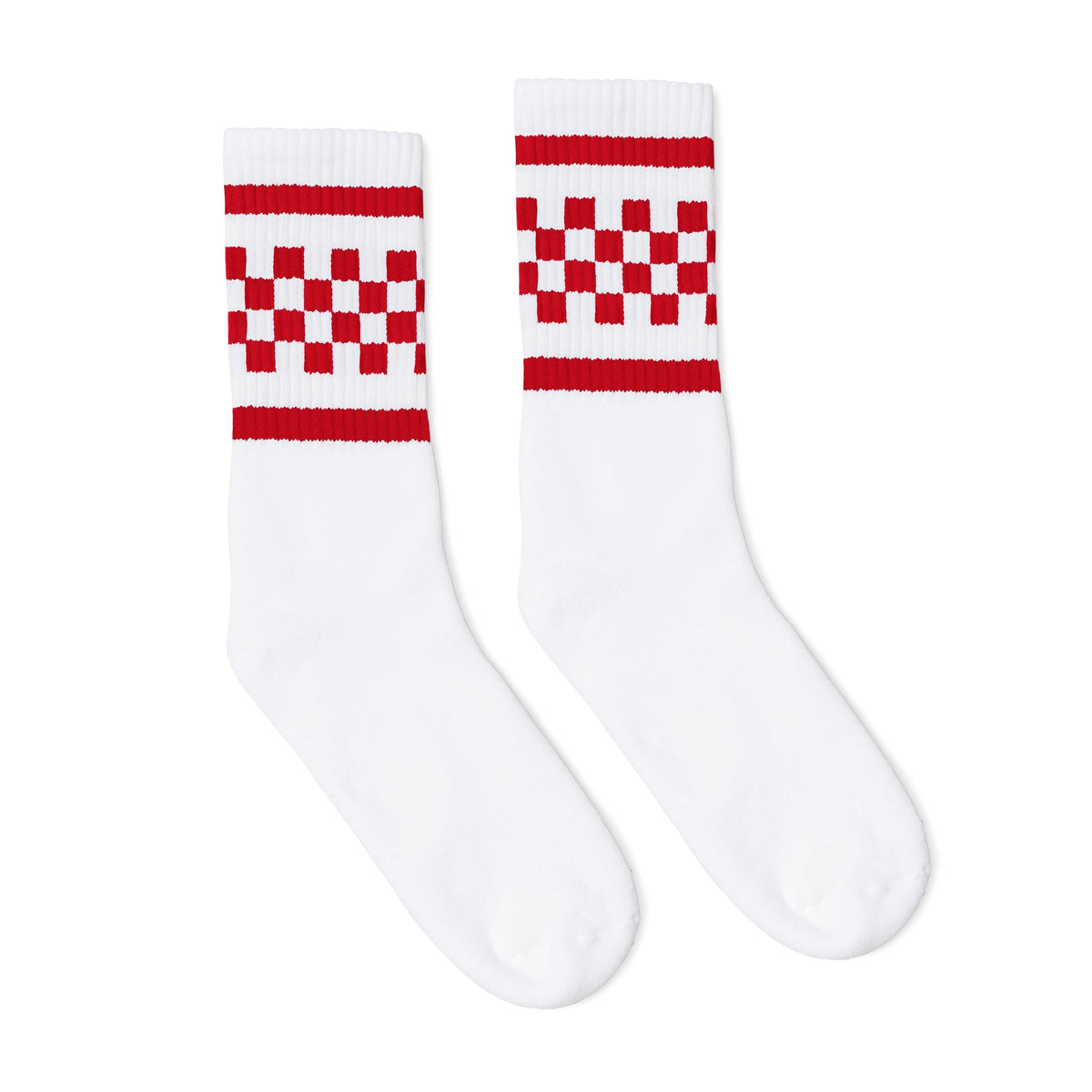 Socco Red Checkered Socks - White - Crew / S/m