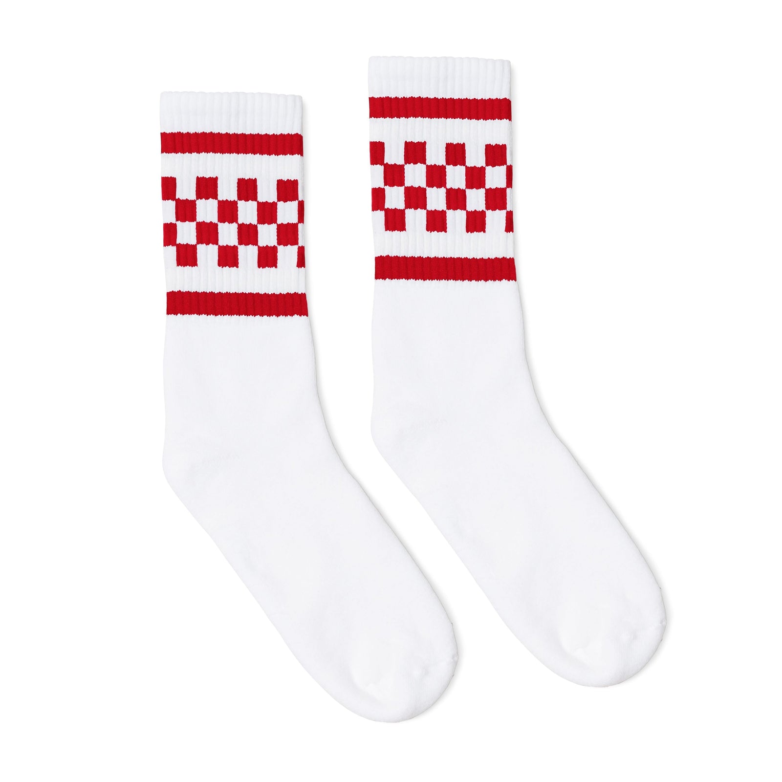 Socco Red Checkered Socks - White - Crew / S/m
