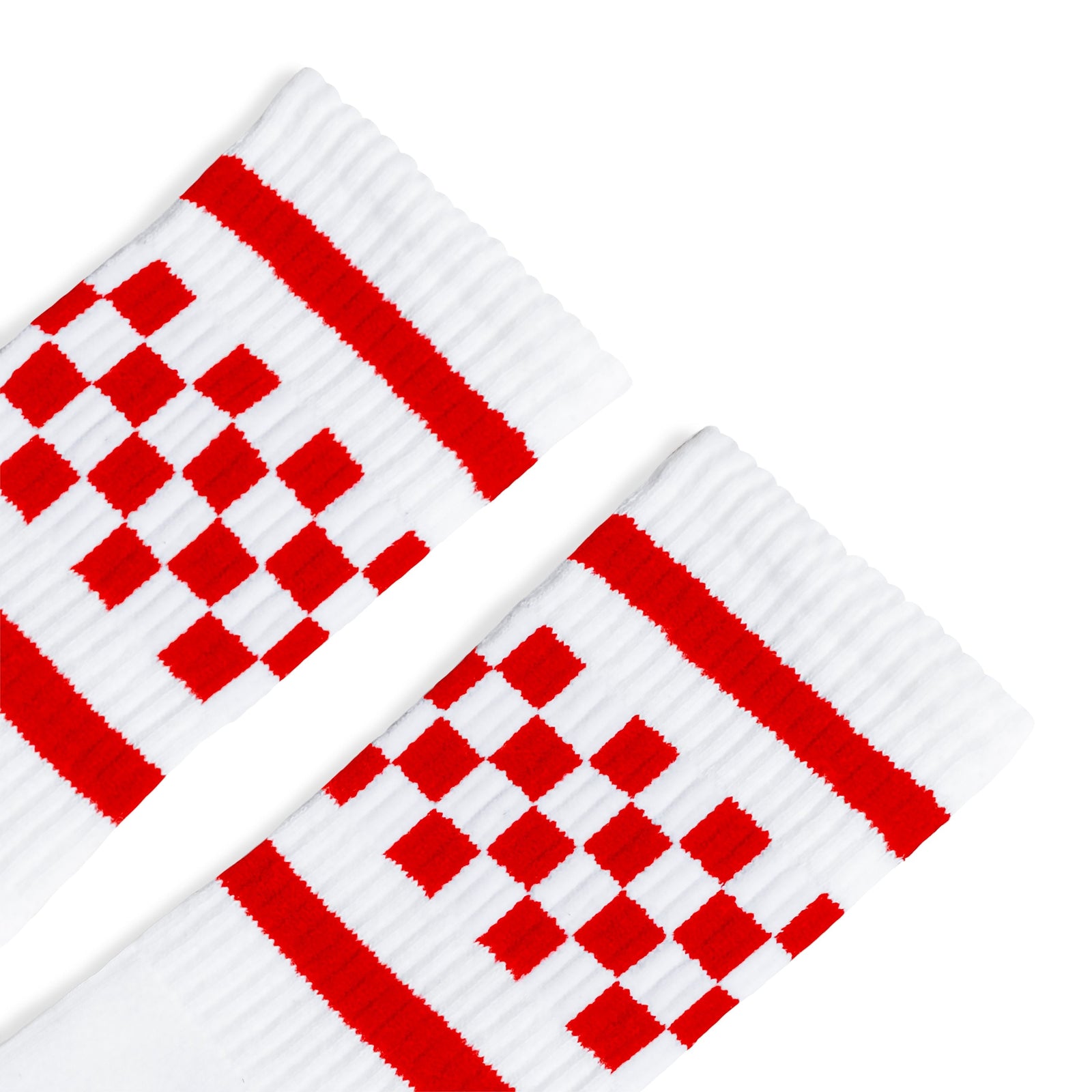 Socco Red Checkered Socks - White - Crew / S/m